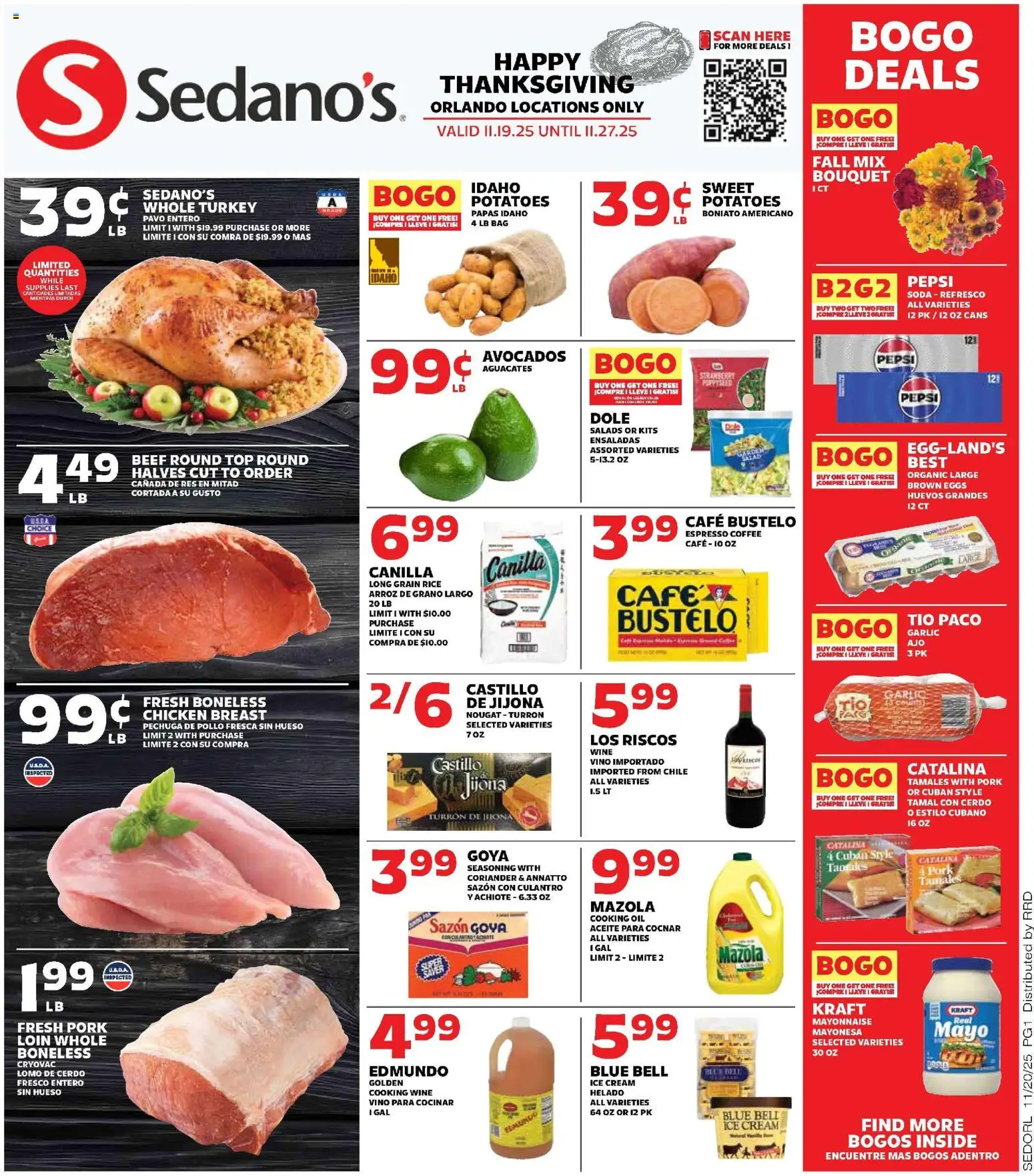 Sedano's Weekly Ad - valid from 19.11.2025 | Page: 1 | Products: Eggs, Coffee, Cream, Garlic