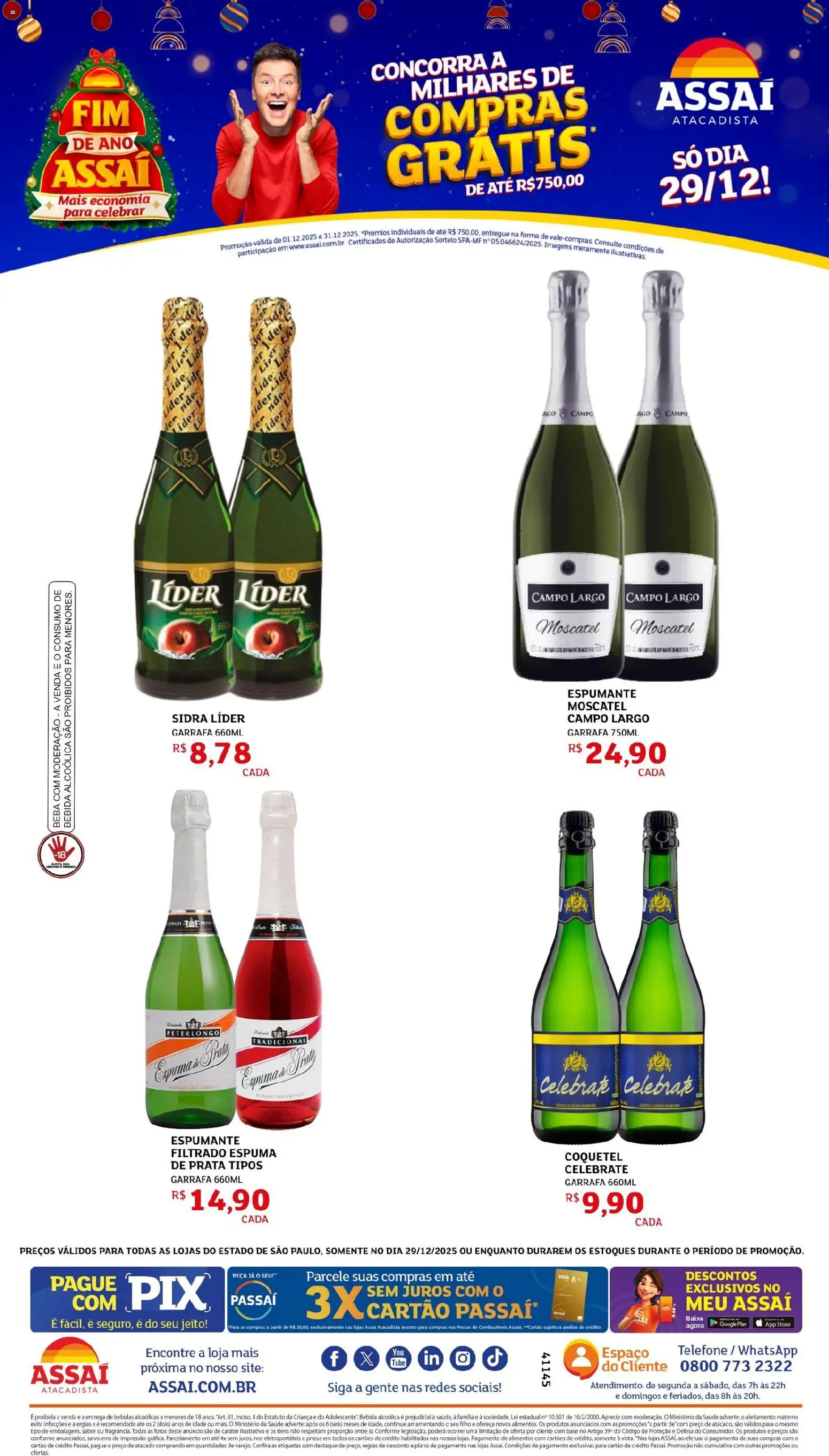 Assaí Atacadista Folheto - válido de 29.12.2025 | Página: 1 | Produtos: Espumante, Pneus, Base, Bebida