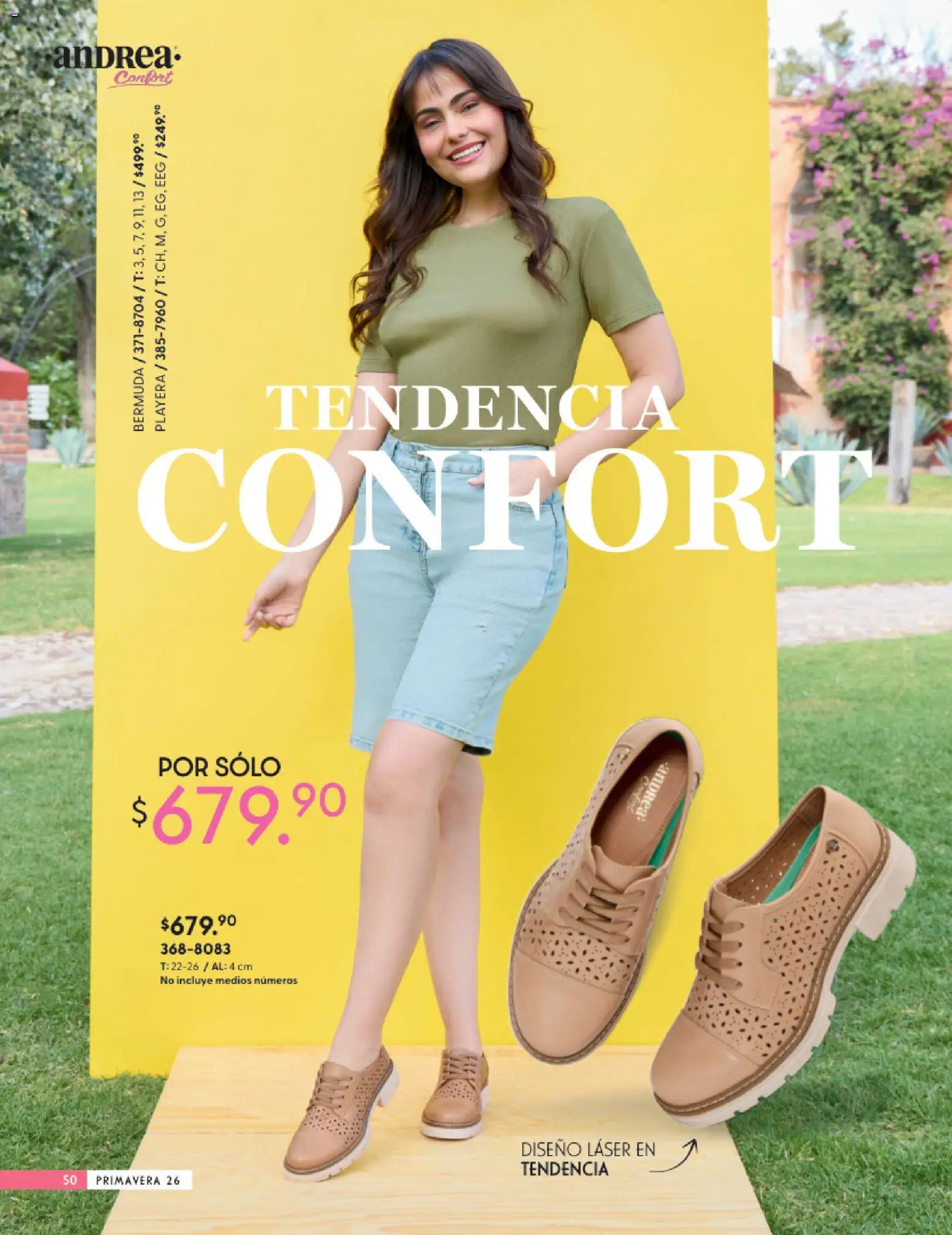 Nuevas ofertas de Andrea válidas en toda la República Mexicana desde el 25.01.2026. ¡Encuentra las mejores ofertas en Andrea catálogo Calzado Confort ! | Página: 50 | Productos: Playera, Bermuda