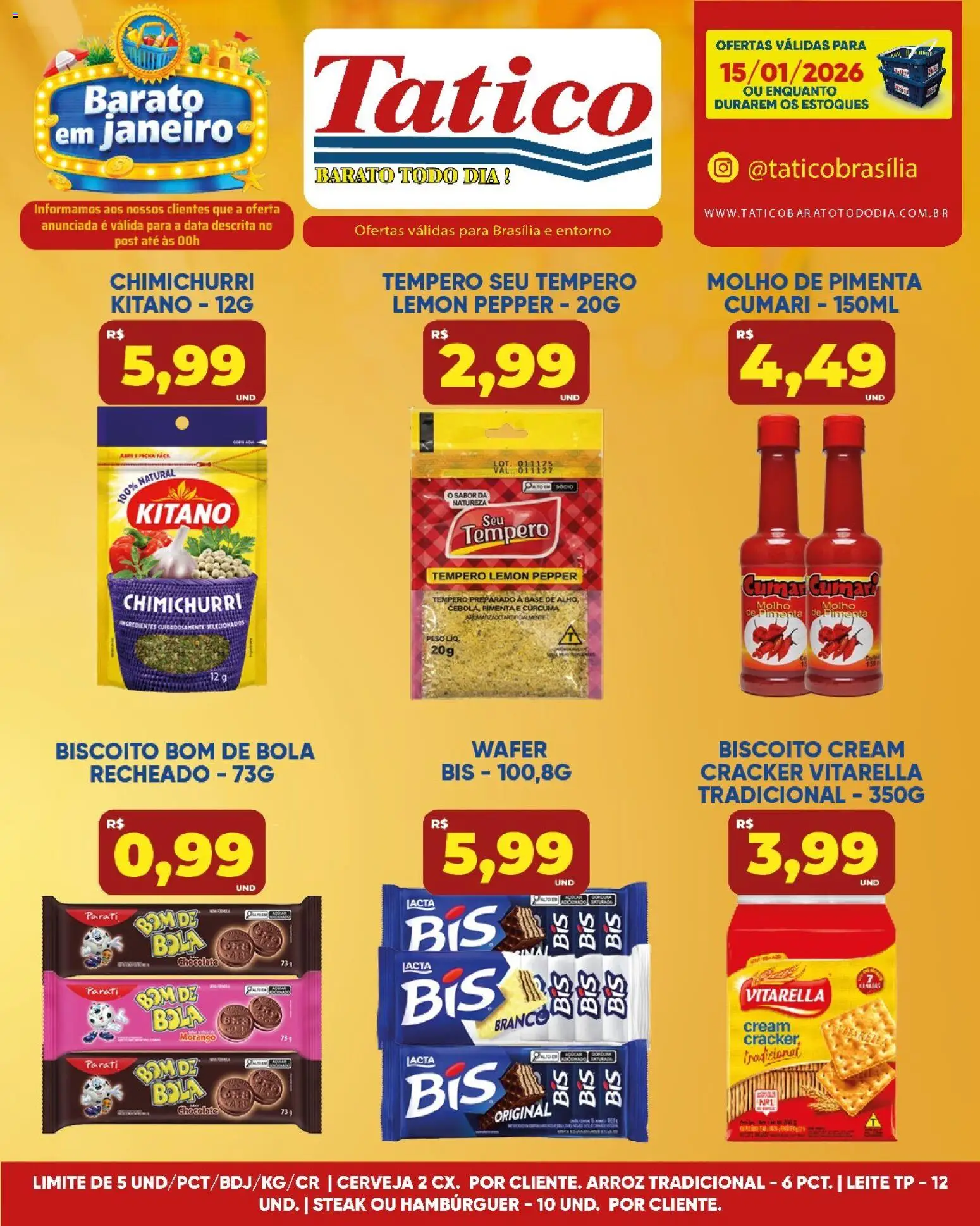 Tatico Folheto - válido de 16.01.2026 | Página: 19 | Produtos: Pimenta, Biscoito, Leite, Cerveja