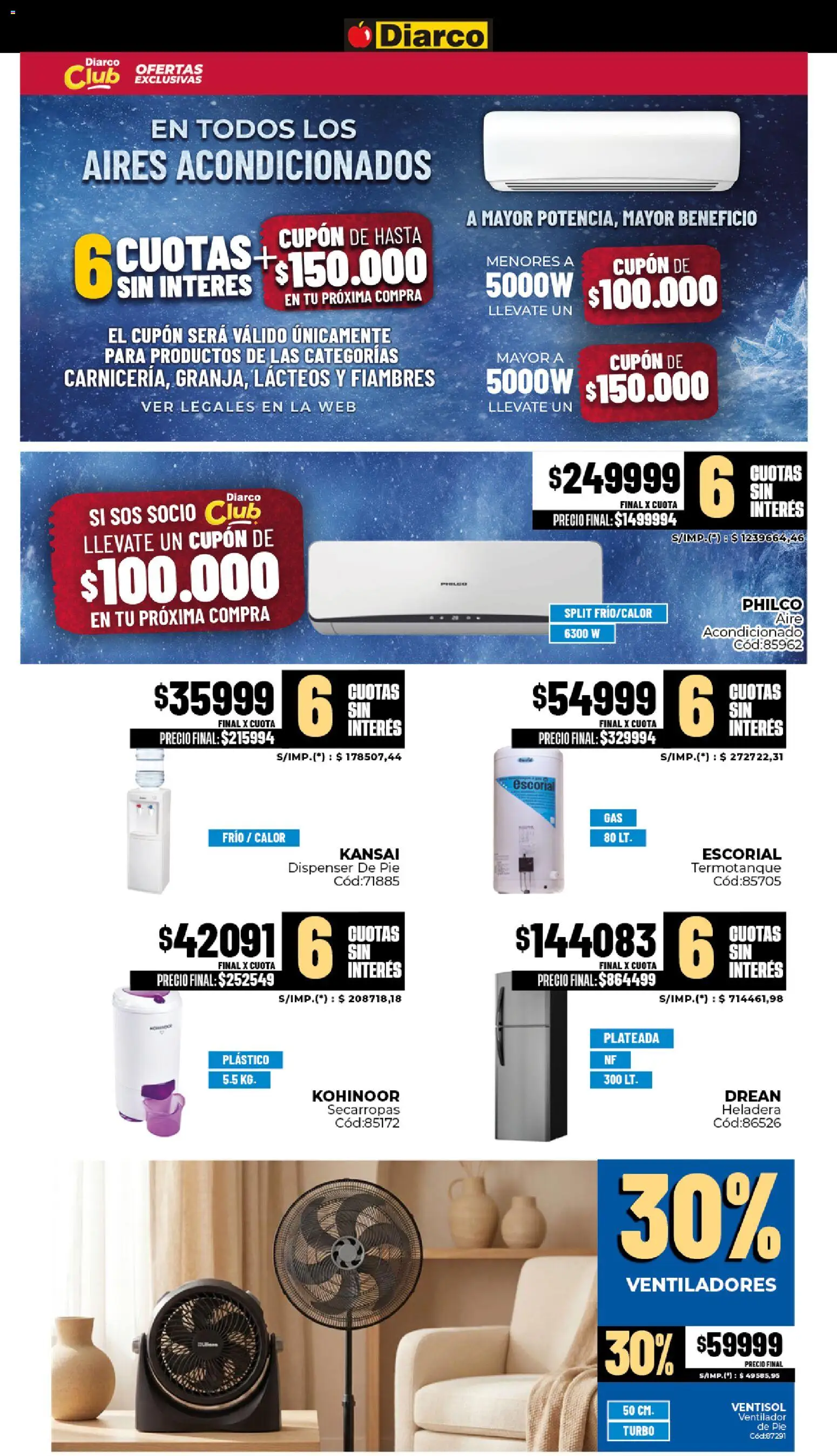 Diarco ofertas │ válido desde el 23.02.2026 | Página: 20 | Productos: Ventilador, Heladera, Termotanque