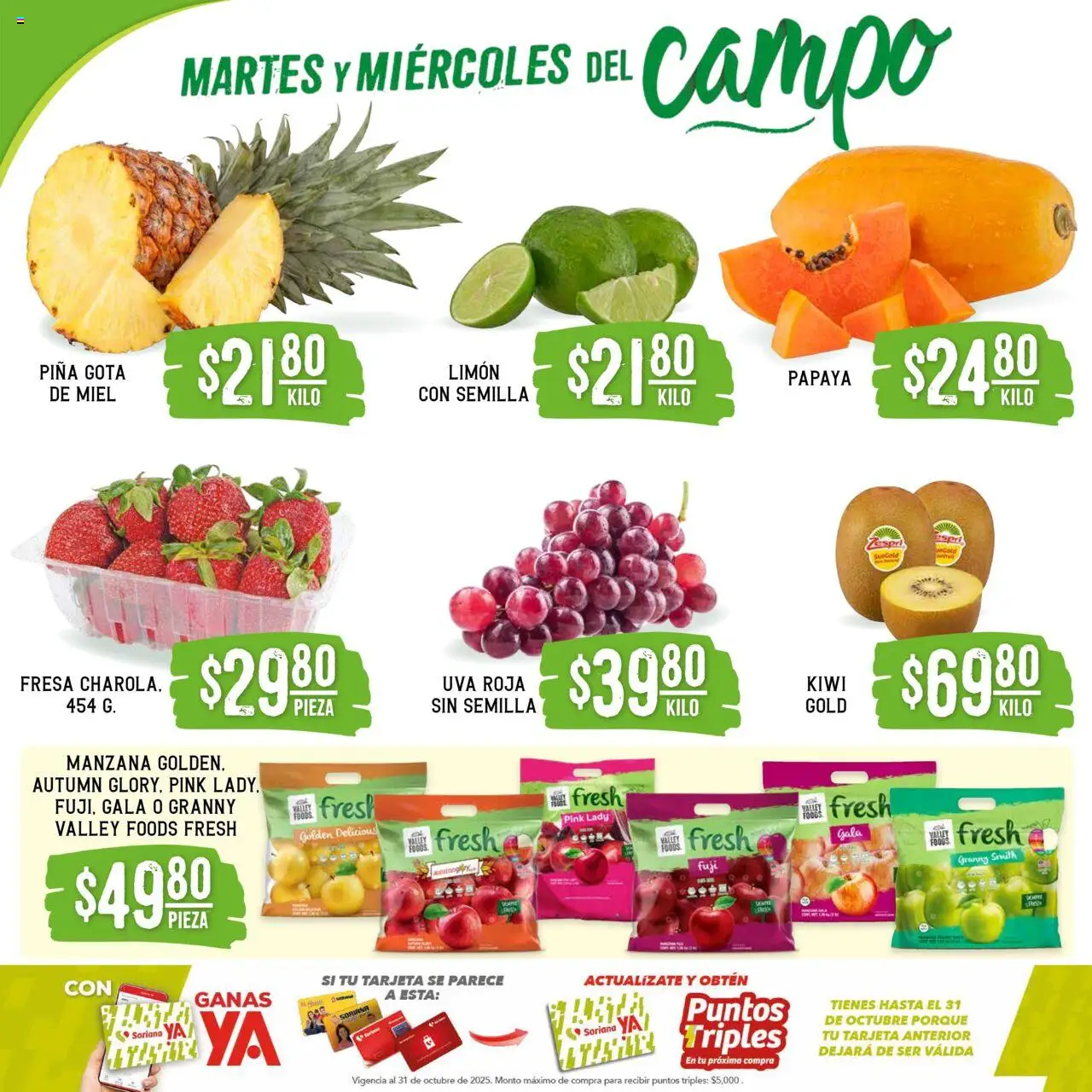 Nuevas ofertas de Soriana válidas en toda la República Mexicana desde el 29.07.2025. ¡Encuentra las mejores ofertas en Soriana - Martes y Miércoles del Campo Súper: Chih, Delicias, Dur y Coah (excepto Saltillo)! | Página: 2 | Productos: Fresa, Limón, Uva, Kiwi