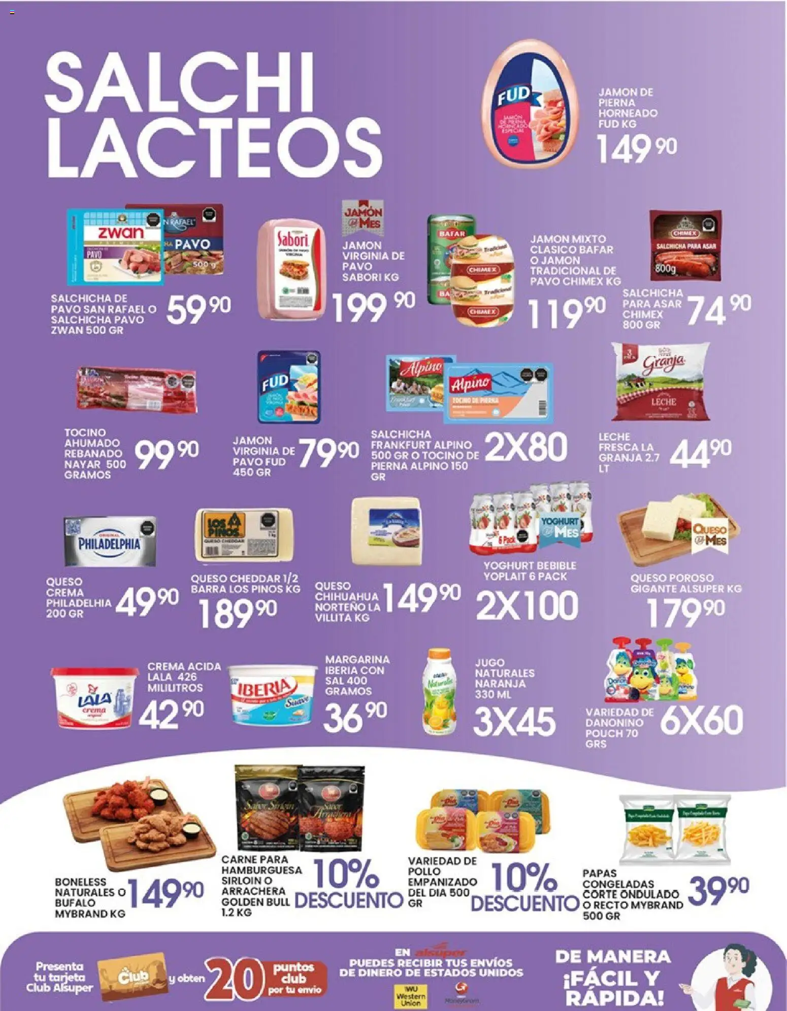 Nuevas ofertas de Alsuper válidas en toda la República Mexicana desde el 24.04.2026. ¡Encuentra las mejores ofertas en Alsuper folleto Durango! | Página: 3 | Productos: Tocino, Salchicha, Margarina, Barra