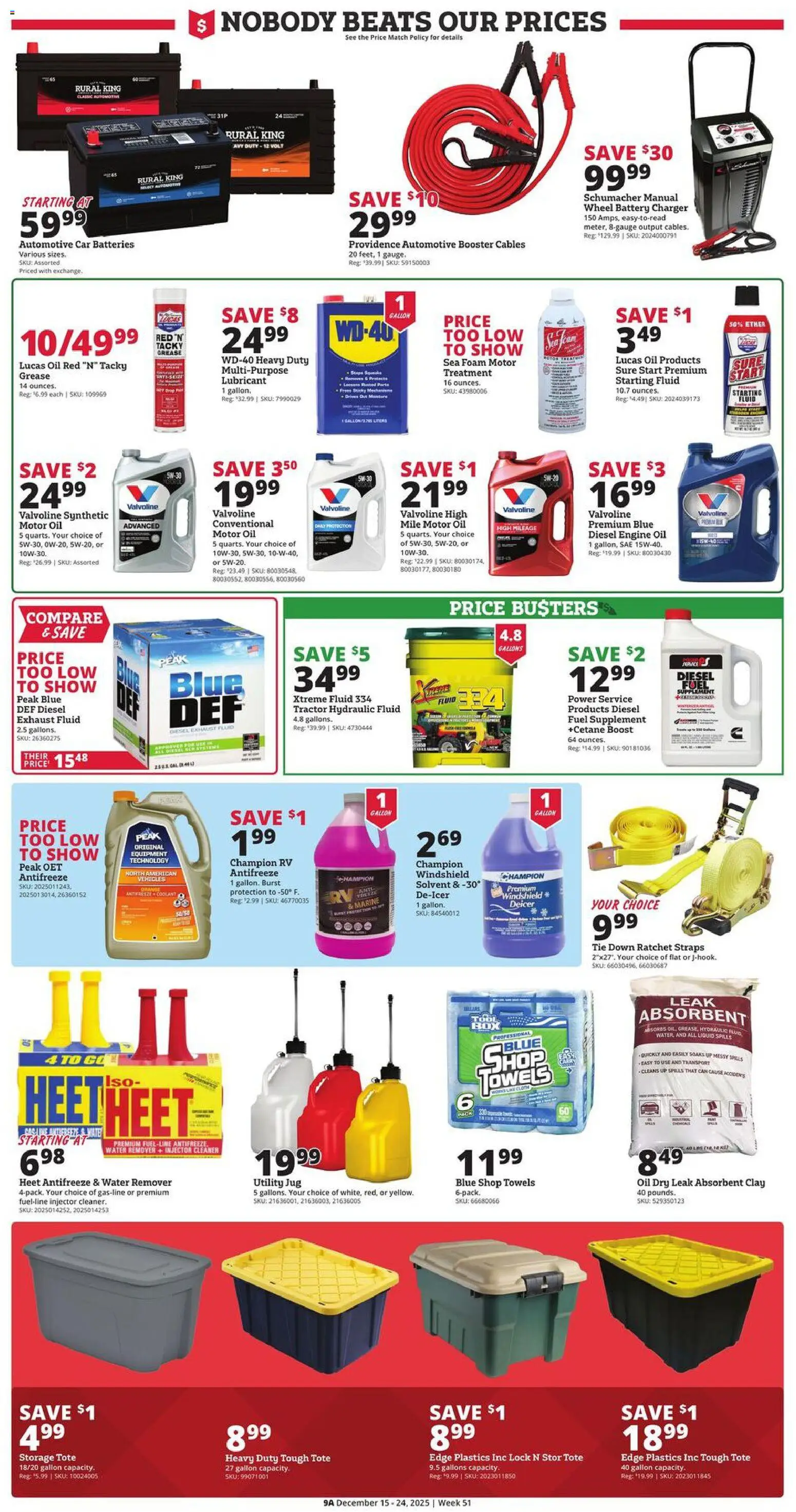 Rural King Weekly Ad - valid from 15.12.2025 | Page: 9 | Products: Battery, Antifreeze, Motor Oil, Charger