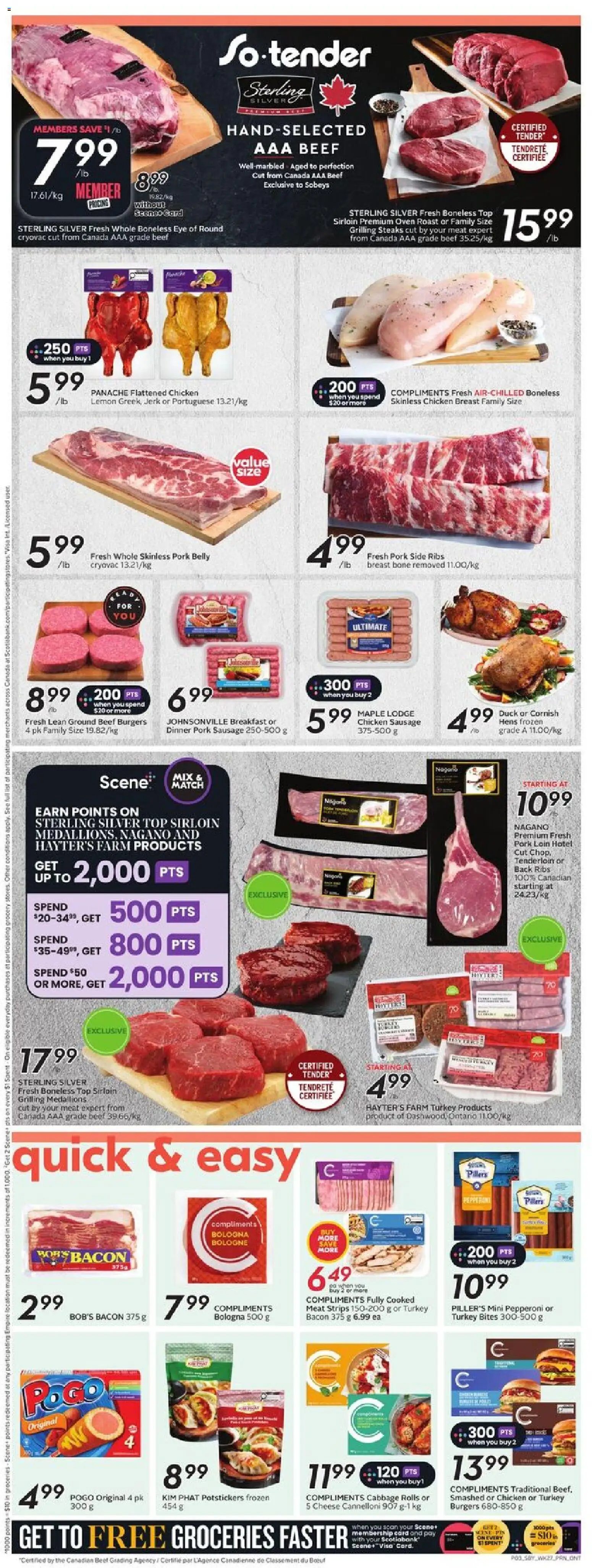 Sobeys flyer valid from 30.10.2025 | Page: 7 | Products: Beef, Turkey, Cheese, Chicken