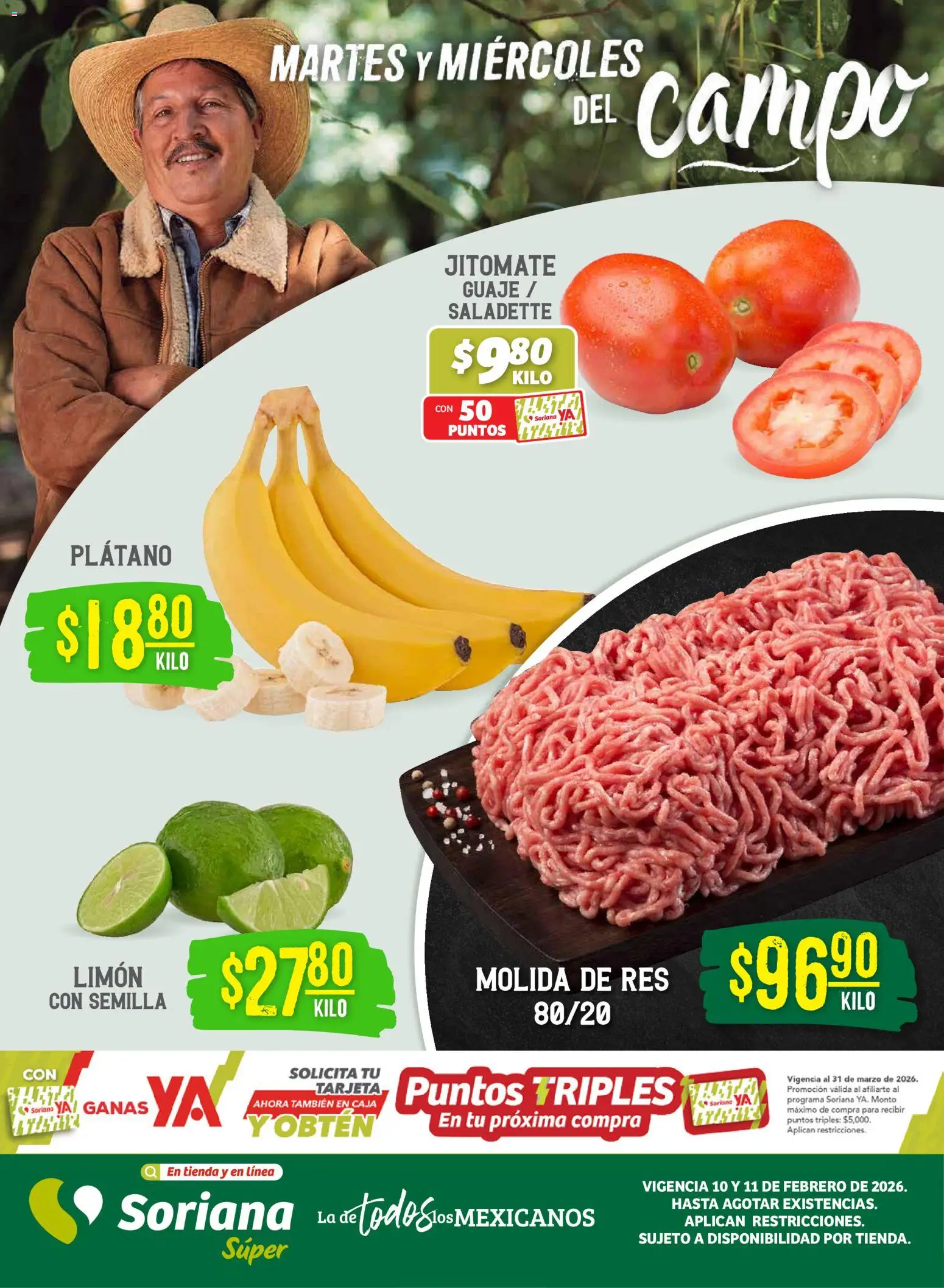 Nuevas ofertas de Soriana válidas en toda la República Mexicana desde el 10.02.2026. ¡Encuentra las mejores ofertas en Soriana - Martes y Miércoles del Campo Súper: BCS, Son y Sin! | Página: 1