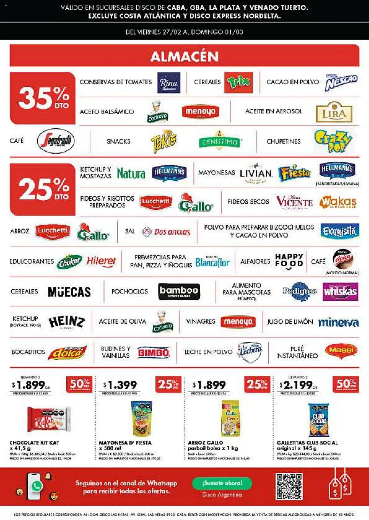 Disco - Ofertas | Bs. As. y Santa Fé │ válido desde el 26.02.2026 | Página: 3 | Productos: Ketchup, Leche, Chocolate, Fideos