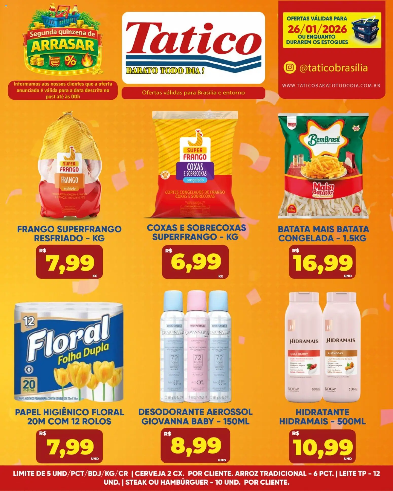 Tatico Folheto - válido de 26.01.2026 | Página: 12 | Produtos: Arroz, Batata, Frango, Papel higiênico