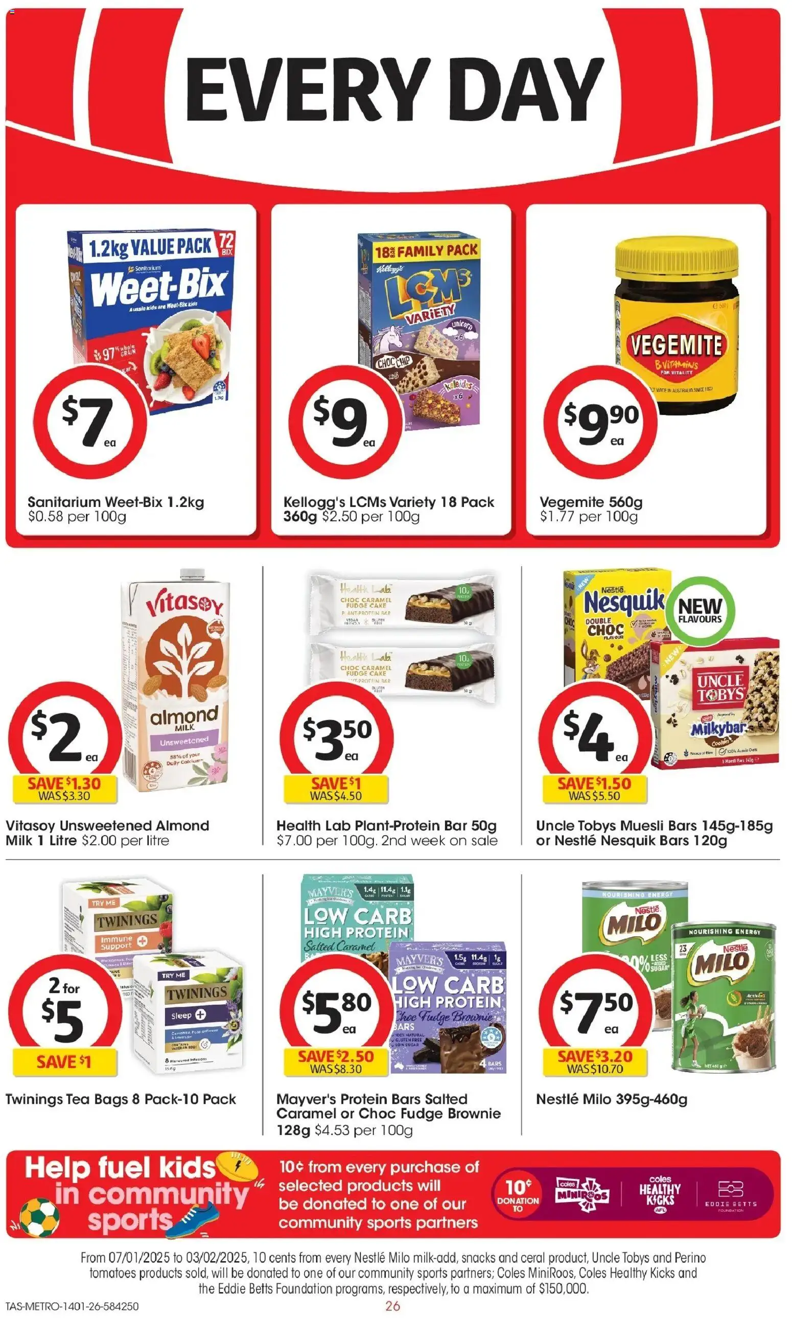 Coles catalogue - valid from 14.01.2026 | Page: 26 | Products: Milk, Tea, Sugar, Foundation