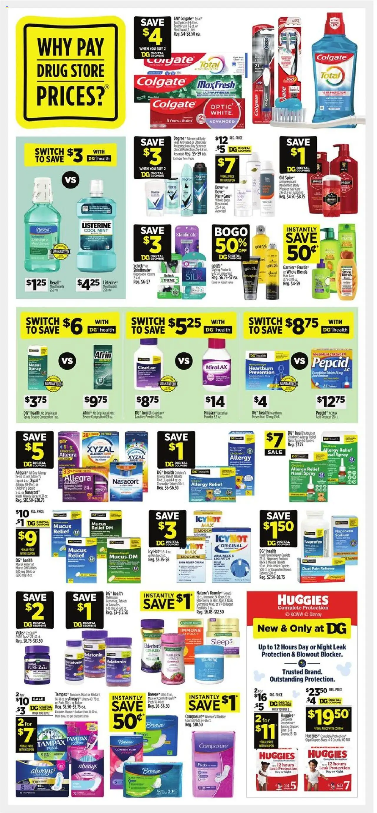 Dollar General Weekly Ad - TX - valid from 10.08.2025 | Page: 10 | Products: Toothpaste, Pads, Cream, Switch