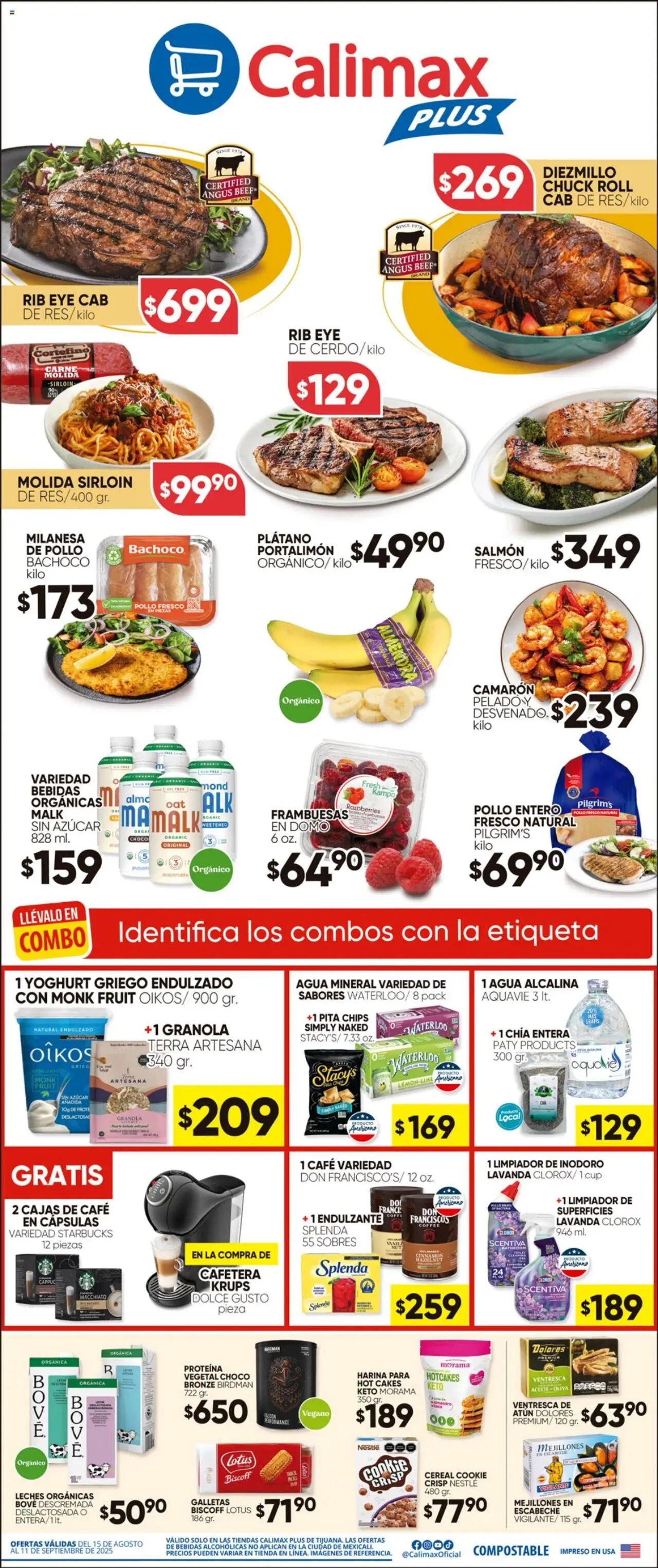 Nuevas ofertas de Calimax válidas en toda la República Mexicana desde el 15.08.2025. ¡Encuentra las mejores ofertas en Calimax - Folleto Plus! | Página: 1 | Productos: Atún, Aceite, Almendra, Limpiador