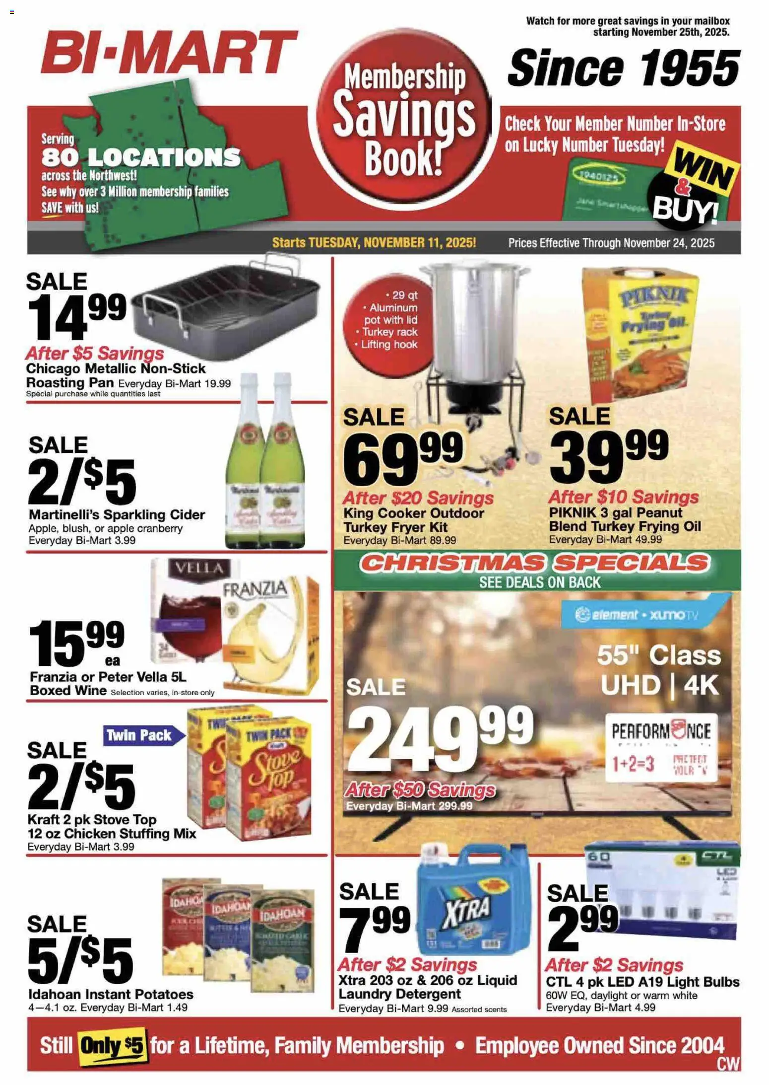 Bi-Mart Membership Savings Book - valid from 11.11.2025 | Page: 1 | Products: Cooker, Wine, Watch, Stove