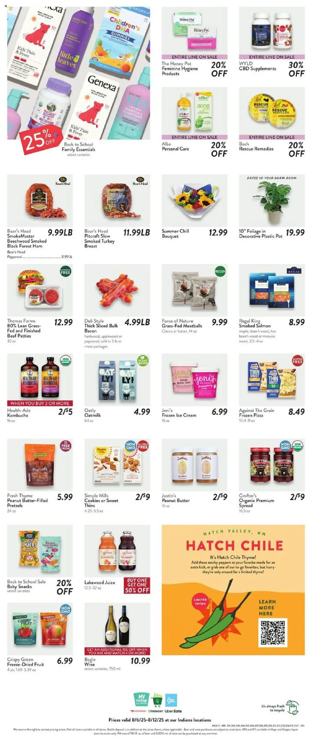 Fresh Thyme Weekly Ad - IN - valid from 06.08.2025 | Page: 5 | Products: Shampoo, Pizza, Beef, Cookies
