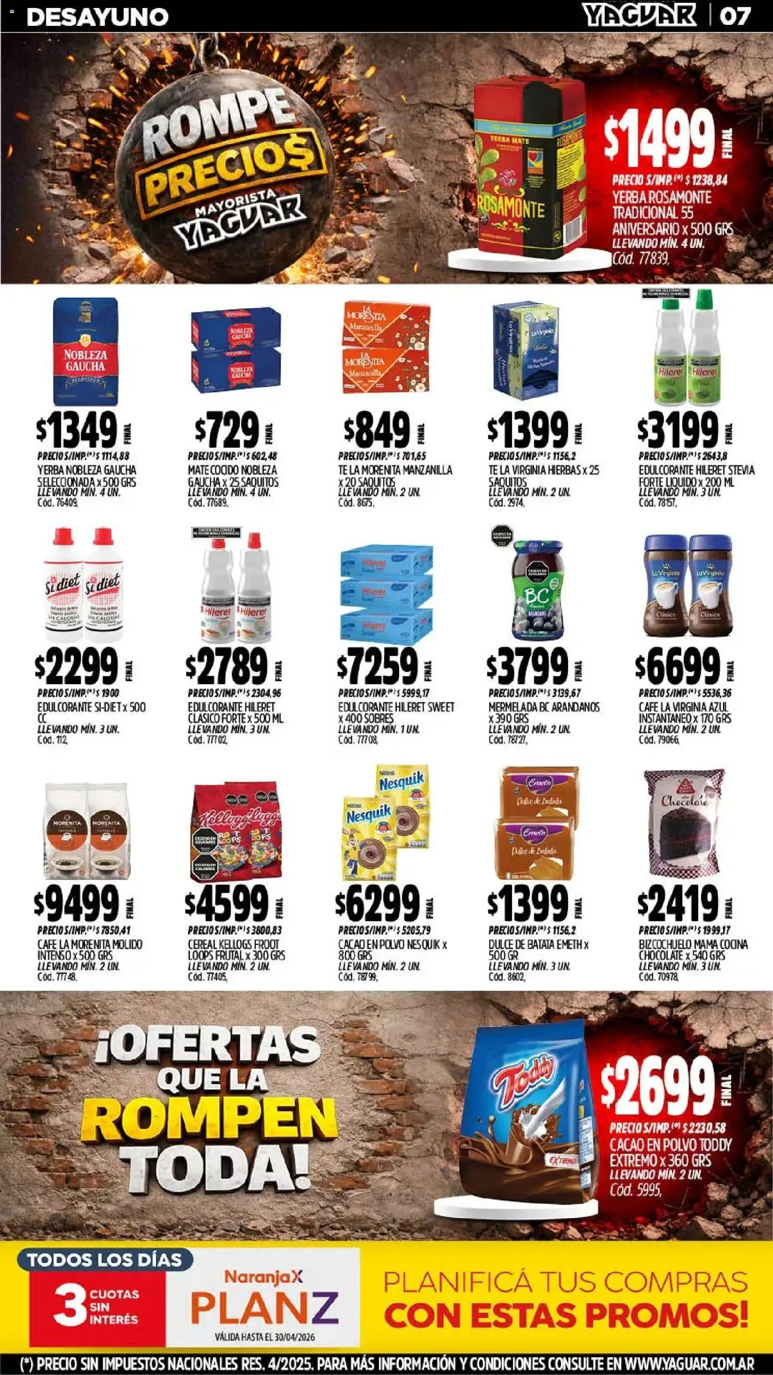 Yaguar catálogo │ válido desde el 06.04.2026 | Página: 7 | Productos: Polvo, Edulcorante, Té, Mate cocido