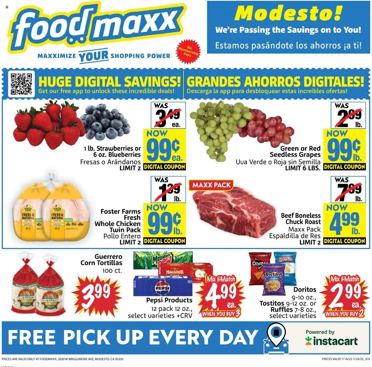 FoodMaxx Flyer - CA - valid from 16.07.2025 | Page: 1 | Products: Corn, Strawberries, Grapes, Blueberries