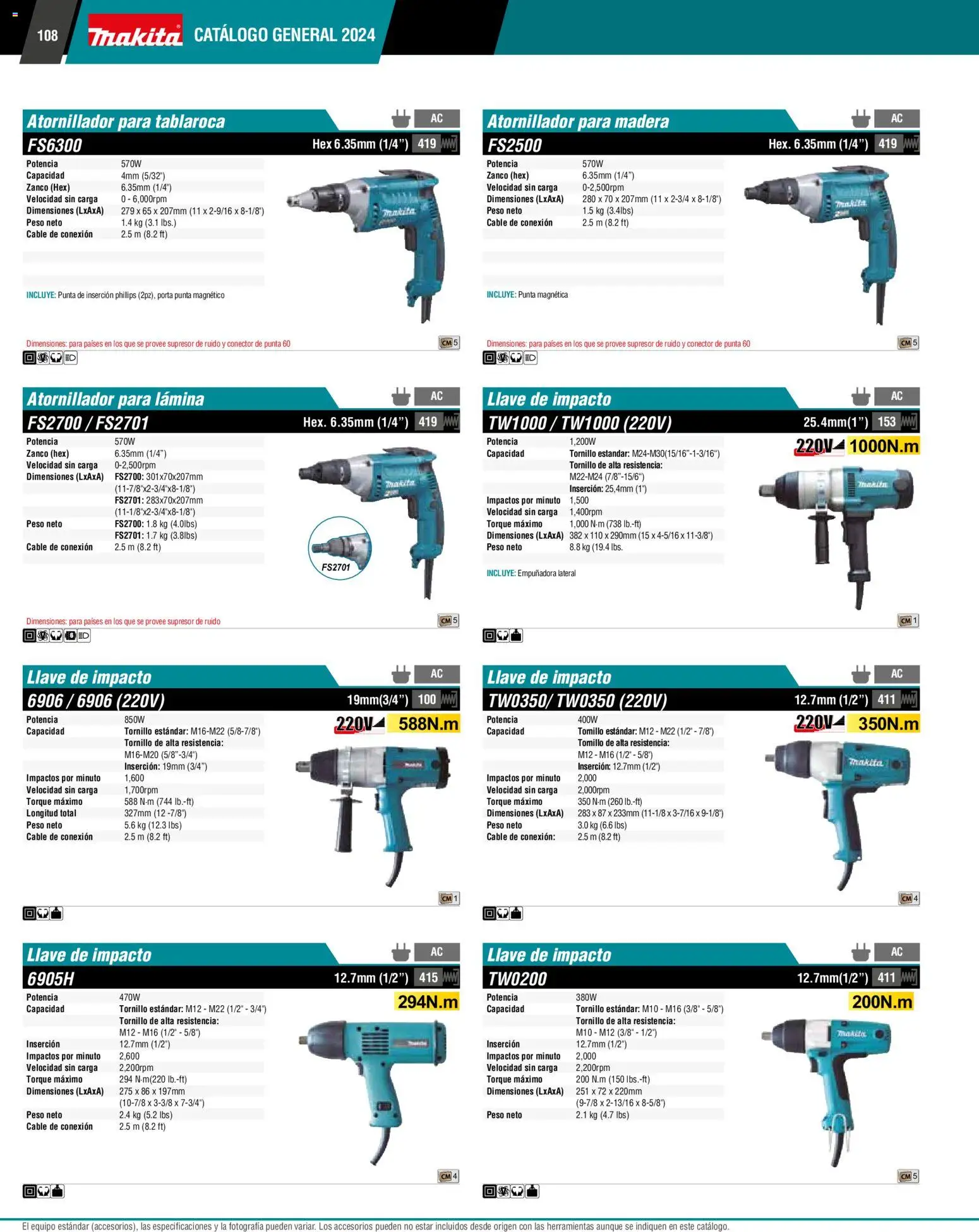 Nuevas ofertas de Makita válidas en toda la República Mexicana desde el 01.01.2024. ¡Encuentra las mejores ofertas en Makita catálogo General! | Página: 108 | Productos: Tornillo, Cable, Conector, Llave