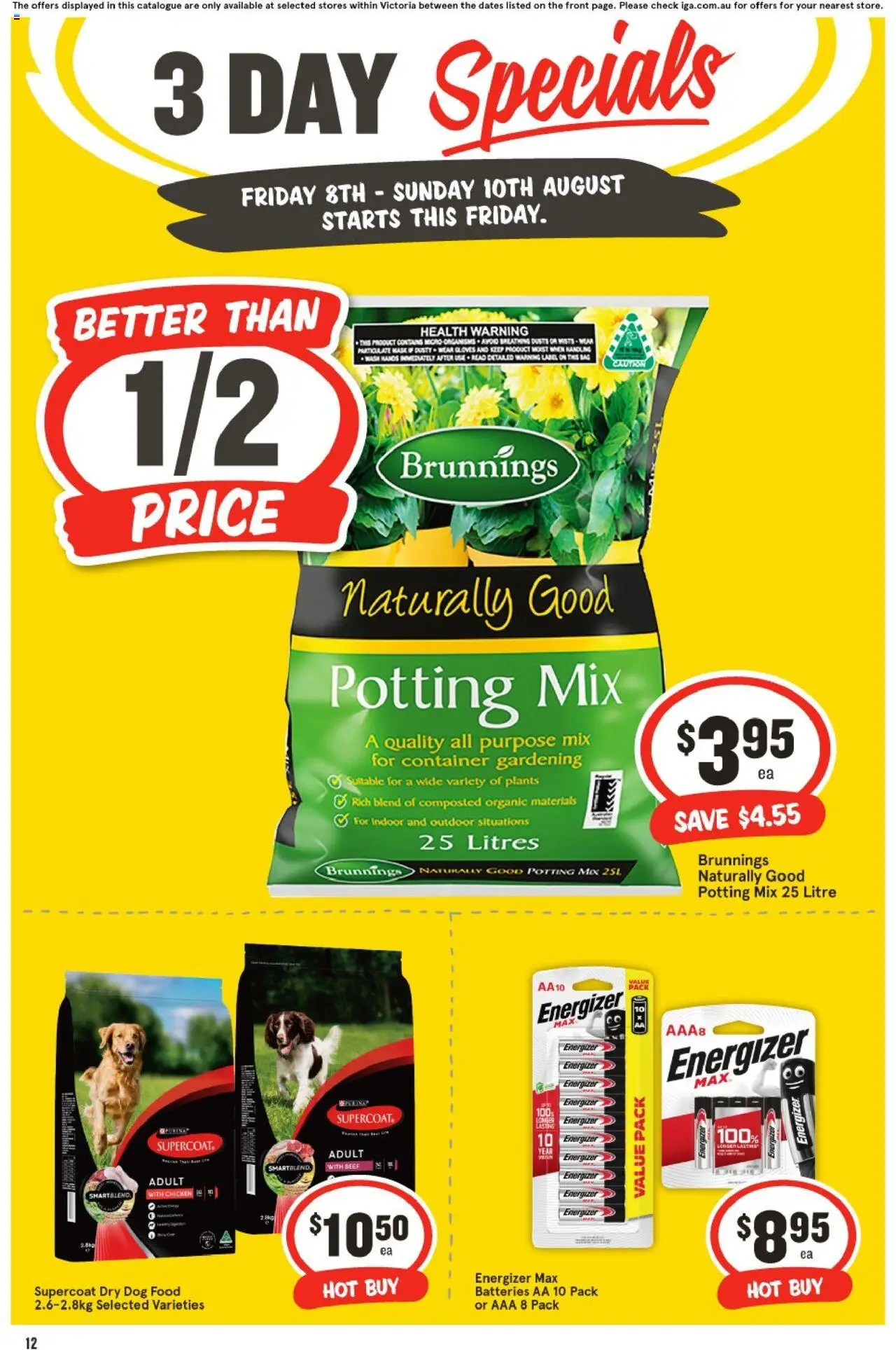 IGA catalogue - valid from 08.08.2025 | Page: 4 | Products: Chicken, Beef, Gloves, Batteries