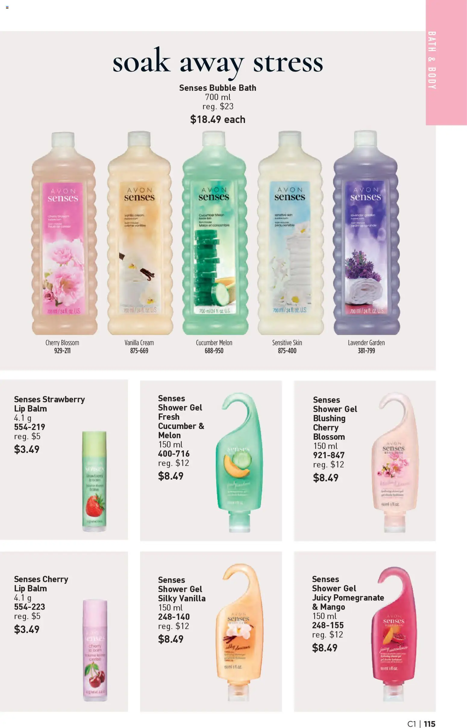 Avon flyer valid from 01.01.2026 | Page: 115 | Products: Cream, Bubble bath, Bath, Shower