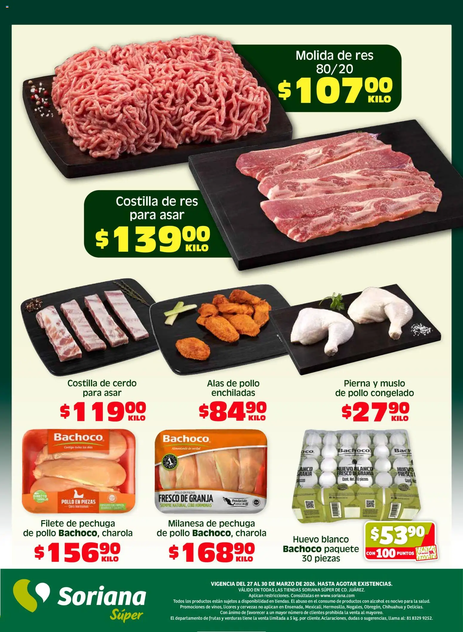 Nuevas ofertas de Soriana válidas en toda la República Mexicana desde el 27.03.2026. ¡Encuentra las mejores ofertas en Soriana Fin de Semana Súper: Juárez! | Página: 3 | Productos: Pollo, Milanesa, Huevo, Cerdo