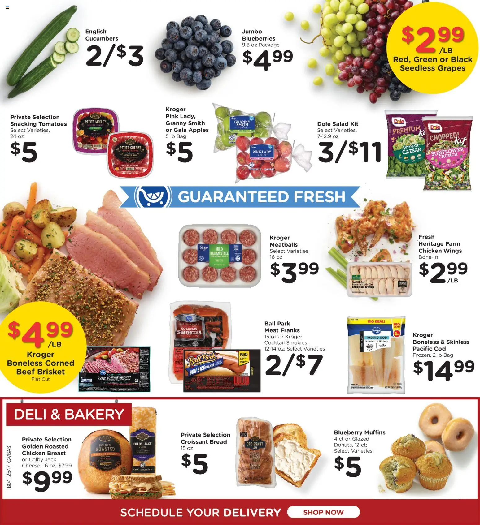 Kroger Ad - valid from 26.12.2025 | Page: 8 | Products: Bakery, Bread, Tomatoes, Grapes