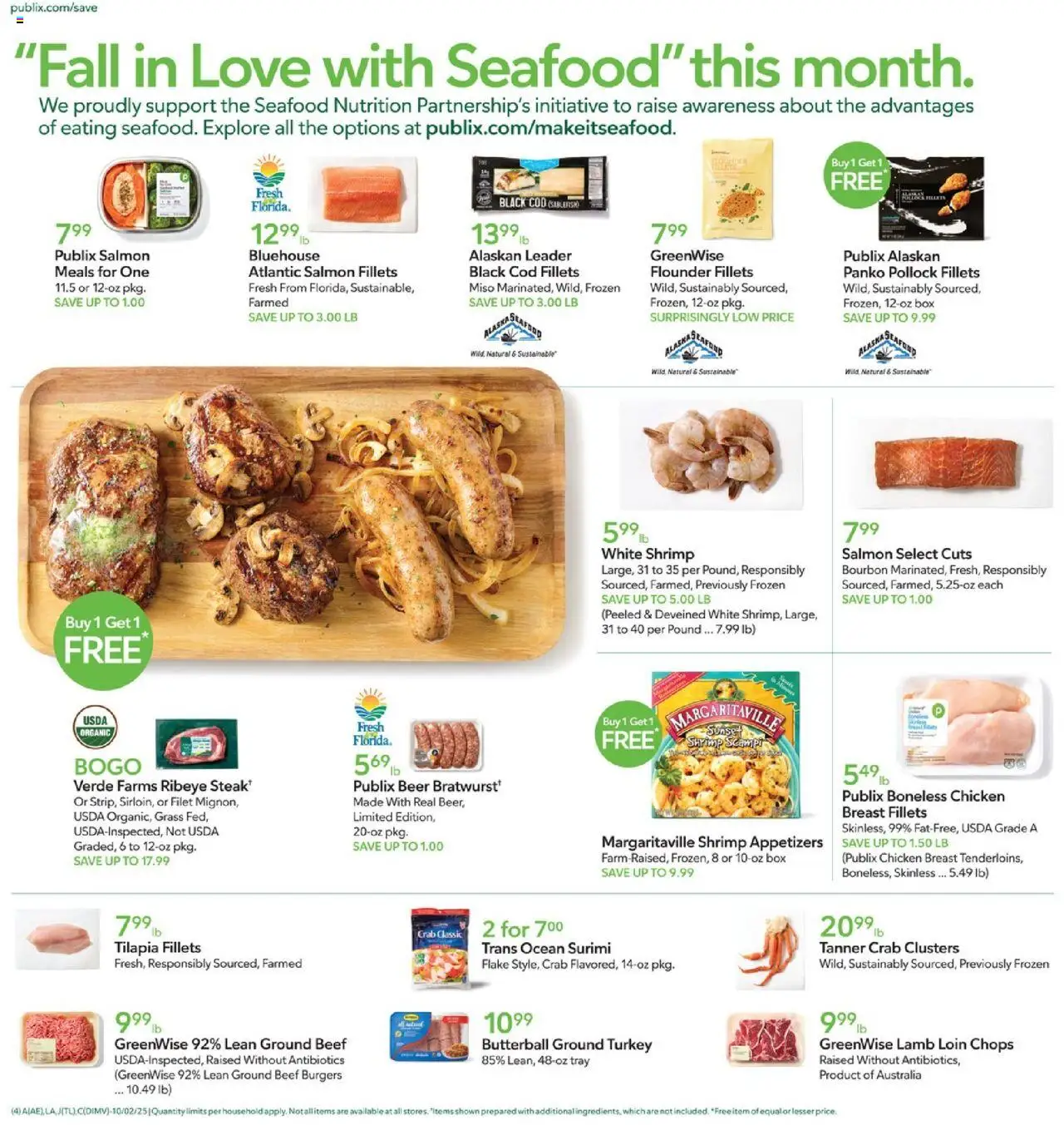 Publix Weekly Ad - valid from 01.10.2025 | Page: 4 | Products: Box, Beer, Beef, Seafood