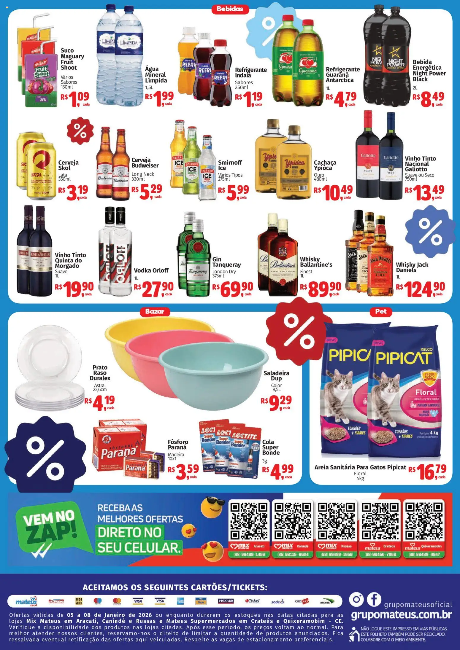 Mateus Folheto - válido de 05.01.2026 | Página: 4 | Produtos: Fósforo, Cachaça, Vinho, Bebida