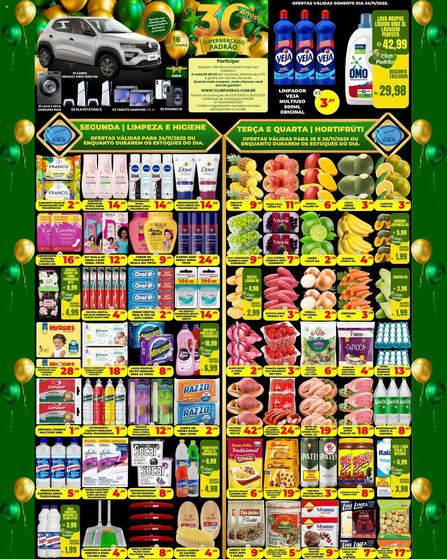 Supermercado Padrão Folheto - válido de 24.11.2025 | Página: 1 | Produtos: Difusor, Pera, Leite, Abacaxi
