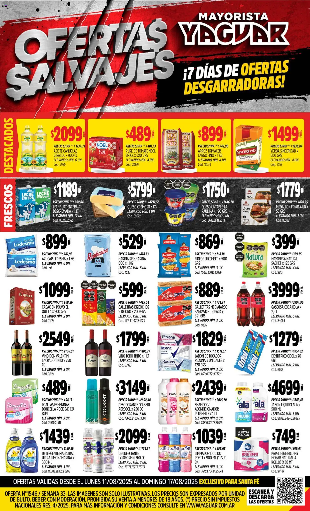 Yaguar - Santa Fe │ válido desde el 11.08.2025 | Página: 1 | Productos: Harina, Yerba, Arroz, Bizcochos