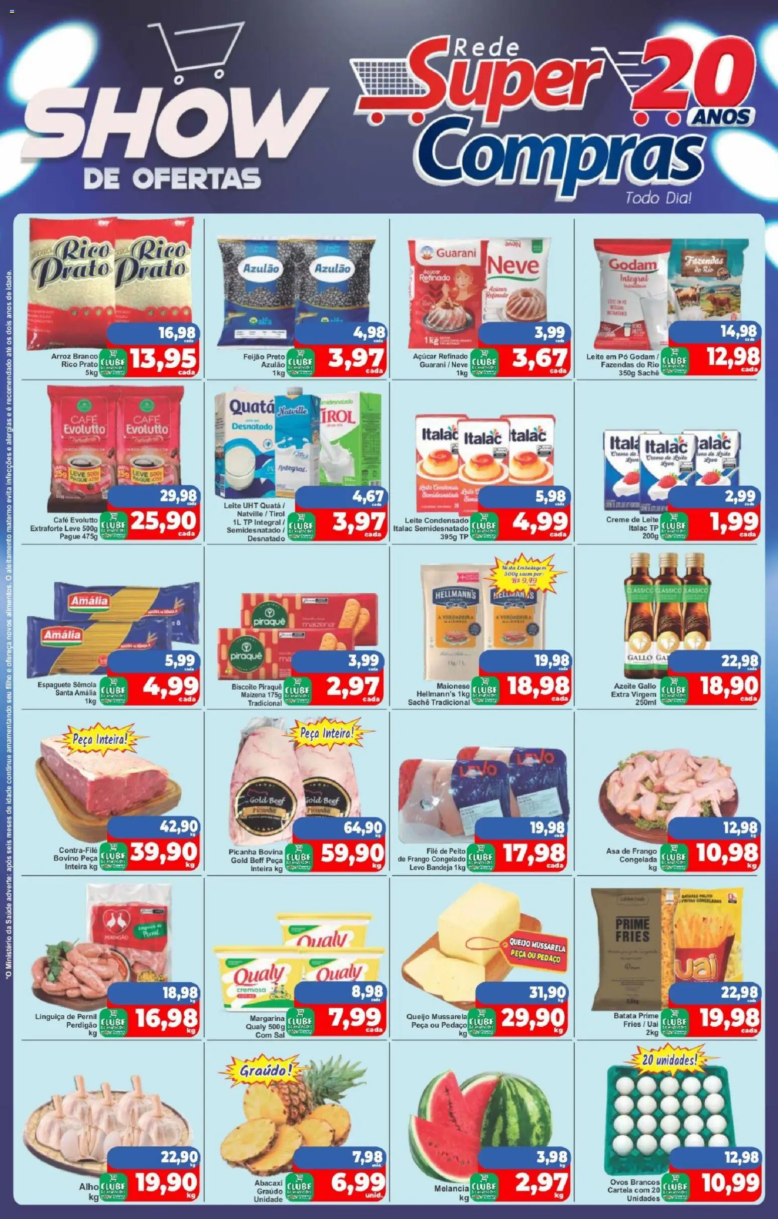 Rede Super Compras Folheto - válido de 07.11.2025 | Página: 1 | Produtos: Espaguete, Arroz, Creme de leite, Mussarela