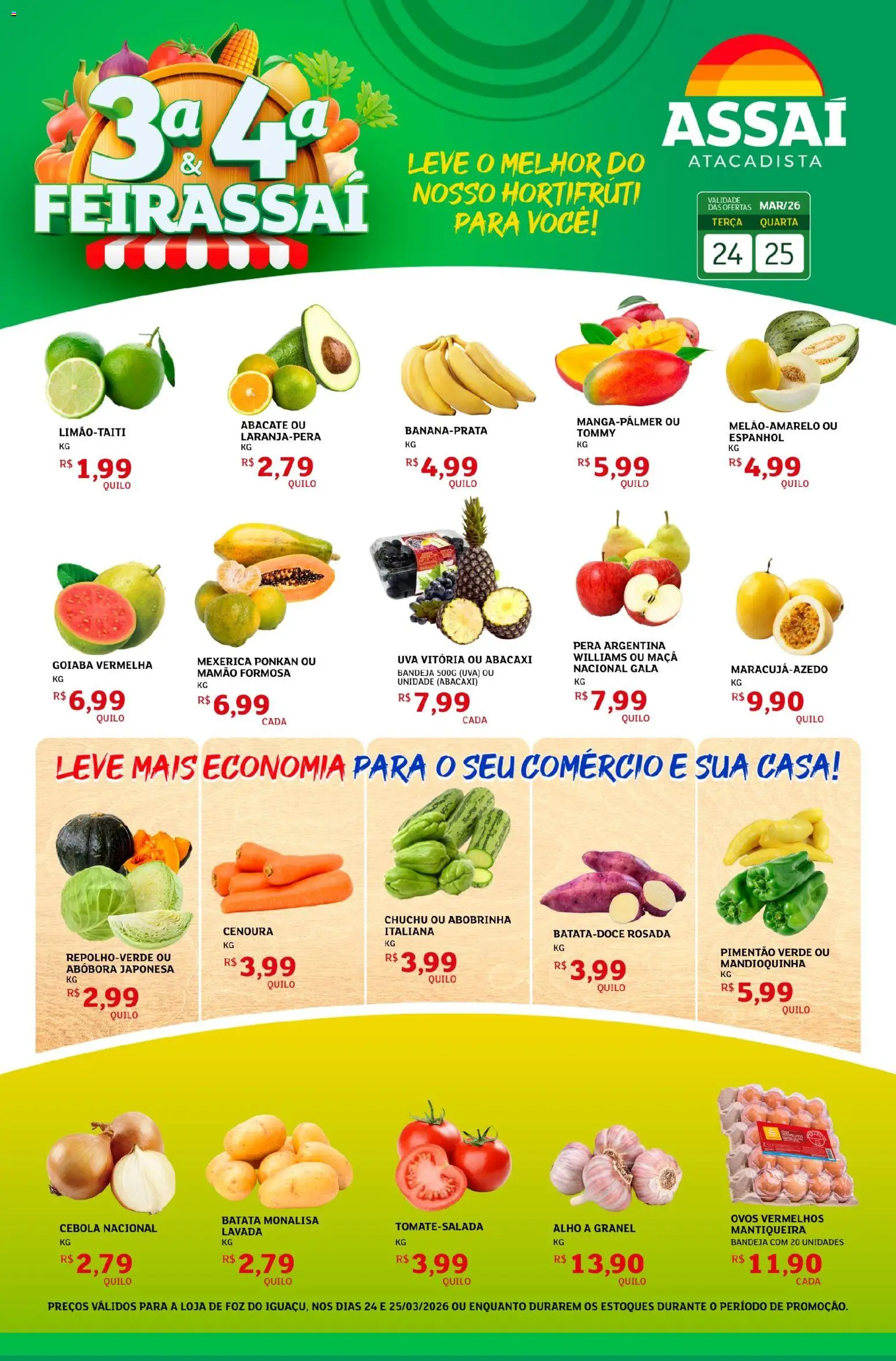 Assaí Atacadista Folheto - válido de 24.03.2026 | Página: 1 | Produtos: Pera, Abóbora, Mandioquinha, Batata