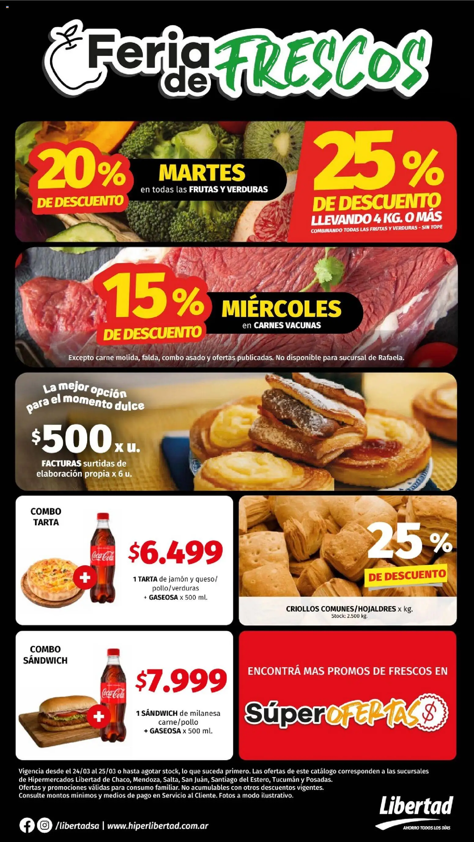 Hipermercado Libertad - Feria de Frescos RESTO  │ válido desde el 24.03.2026 | Página: 1 | Productos: Milanesa, Gaseosa, Jamón