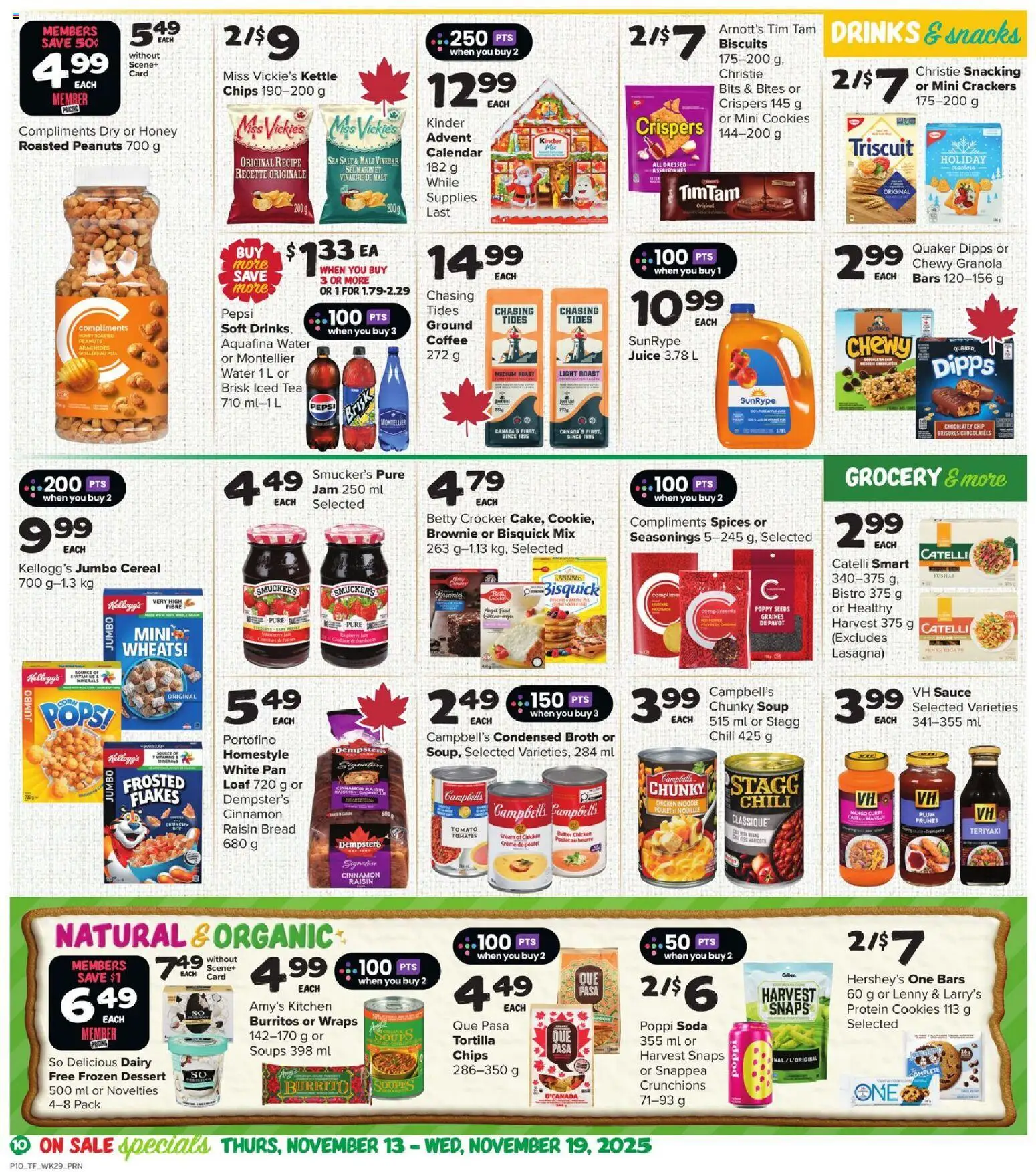 Thrifty Foods flyer valid from 13.11.2025 | Page: 11 | Products: Butter, Bread, Coffee, Juice