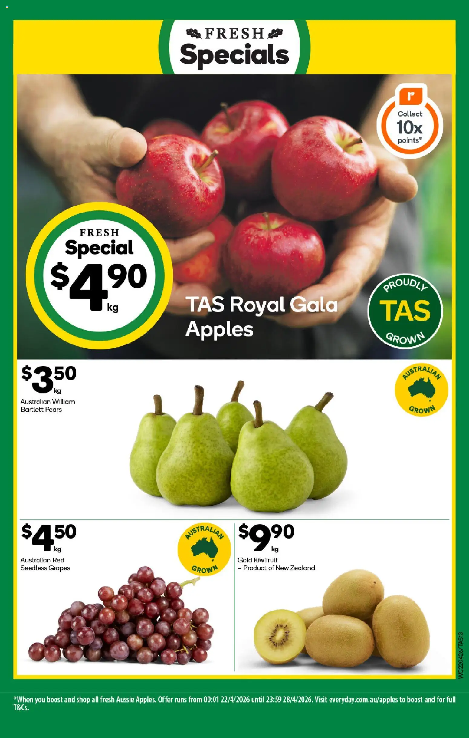 Woolworths catalogue - valid from 22.04.2026 | Page: 13 | Products: Apples, Kiwifruit, Grapes