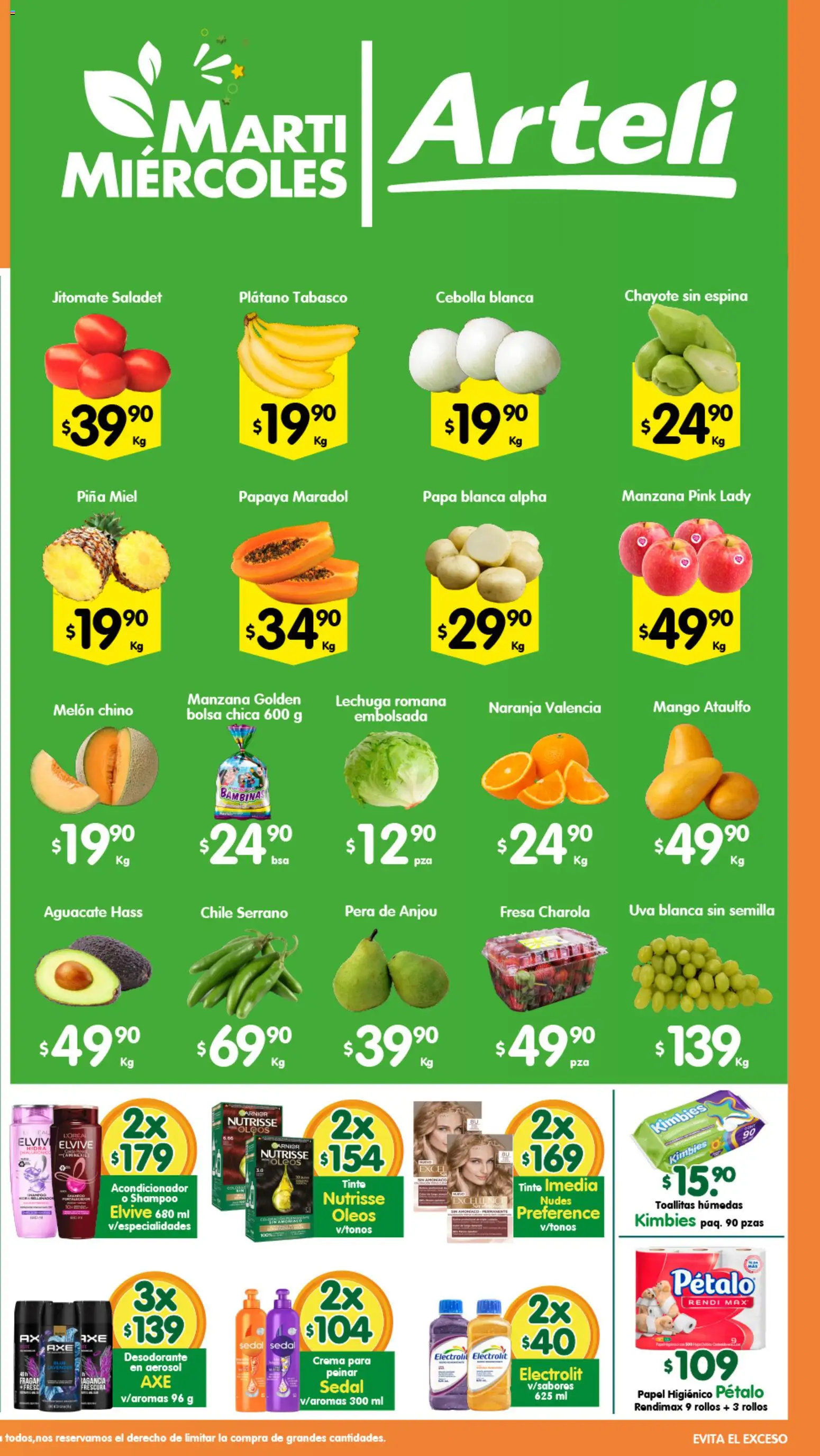 Nuevas ofertas de Arteli válidas en toda la República Mexicana desde el 31.03.2026. ¡Encuentra las mejores ofertas en Arteli folleto Tuxpan! | Página: 2 | Productos: Plátano, Melón, Manzana, Lechuga
