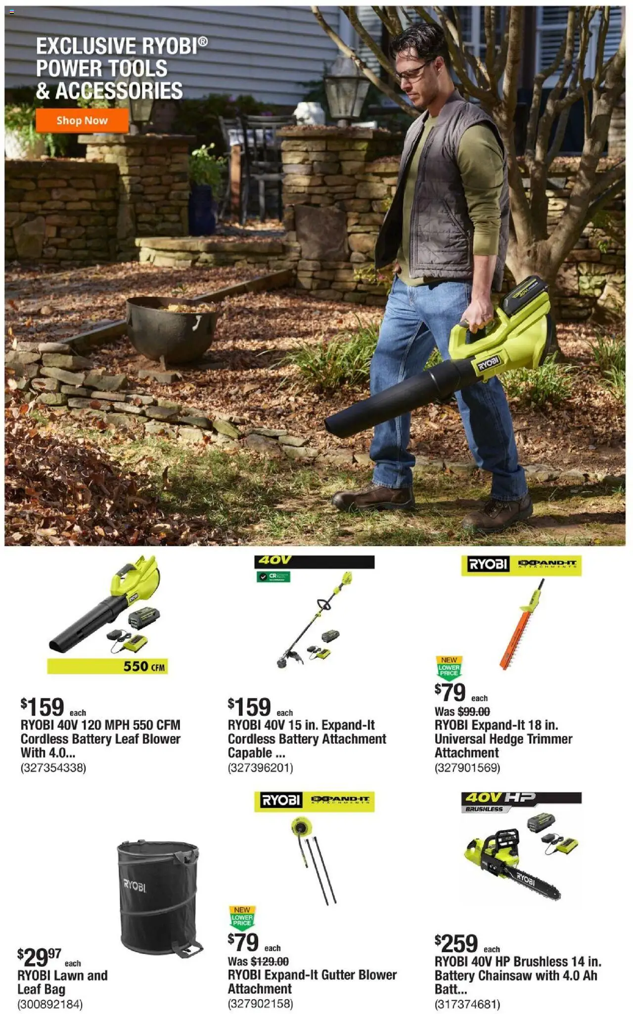 Home Depot Weekly Ad - valid from 07.08.2025 | Page: 4 | Products: Trimmer, Chainsaw, Bag, Blower