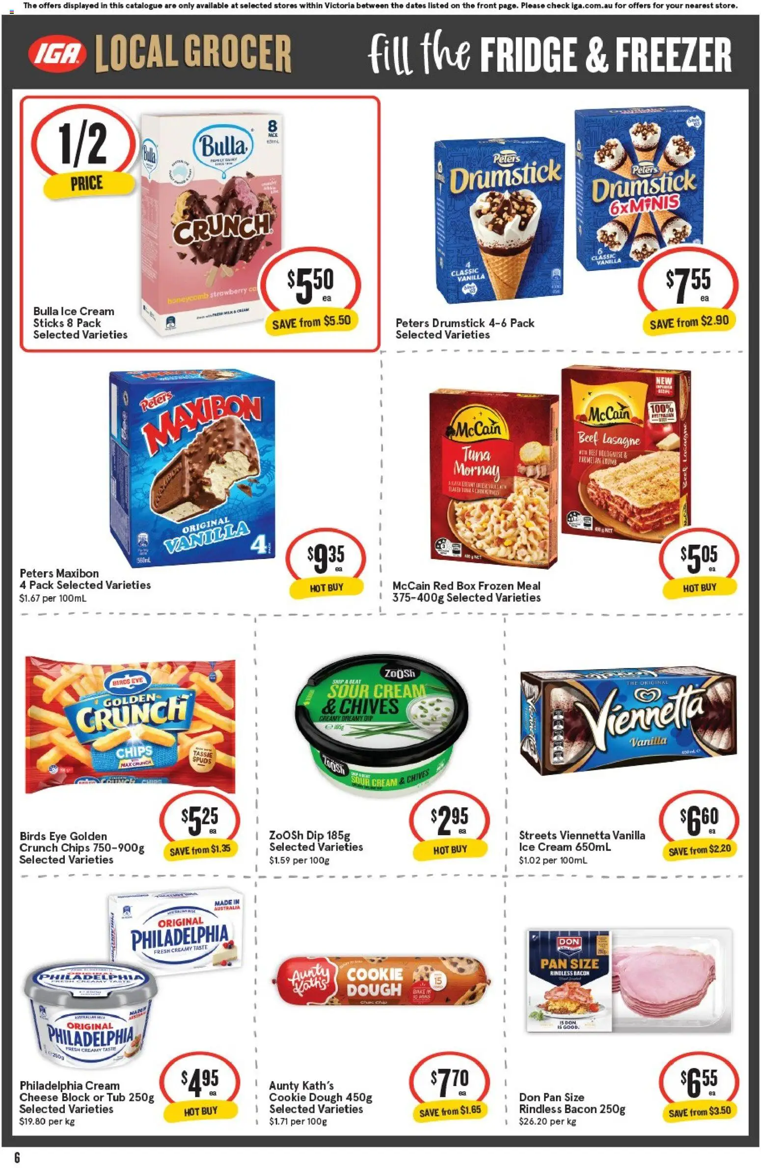 IGA catalogue - valid from 24.12.2025 | Page: 6 | Products: Box, Chips, Ice cream, Fridge