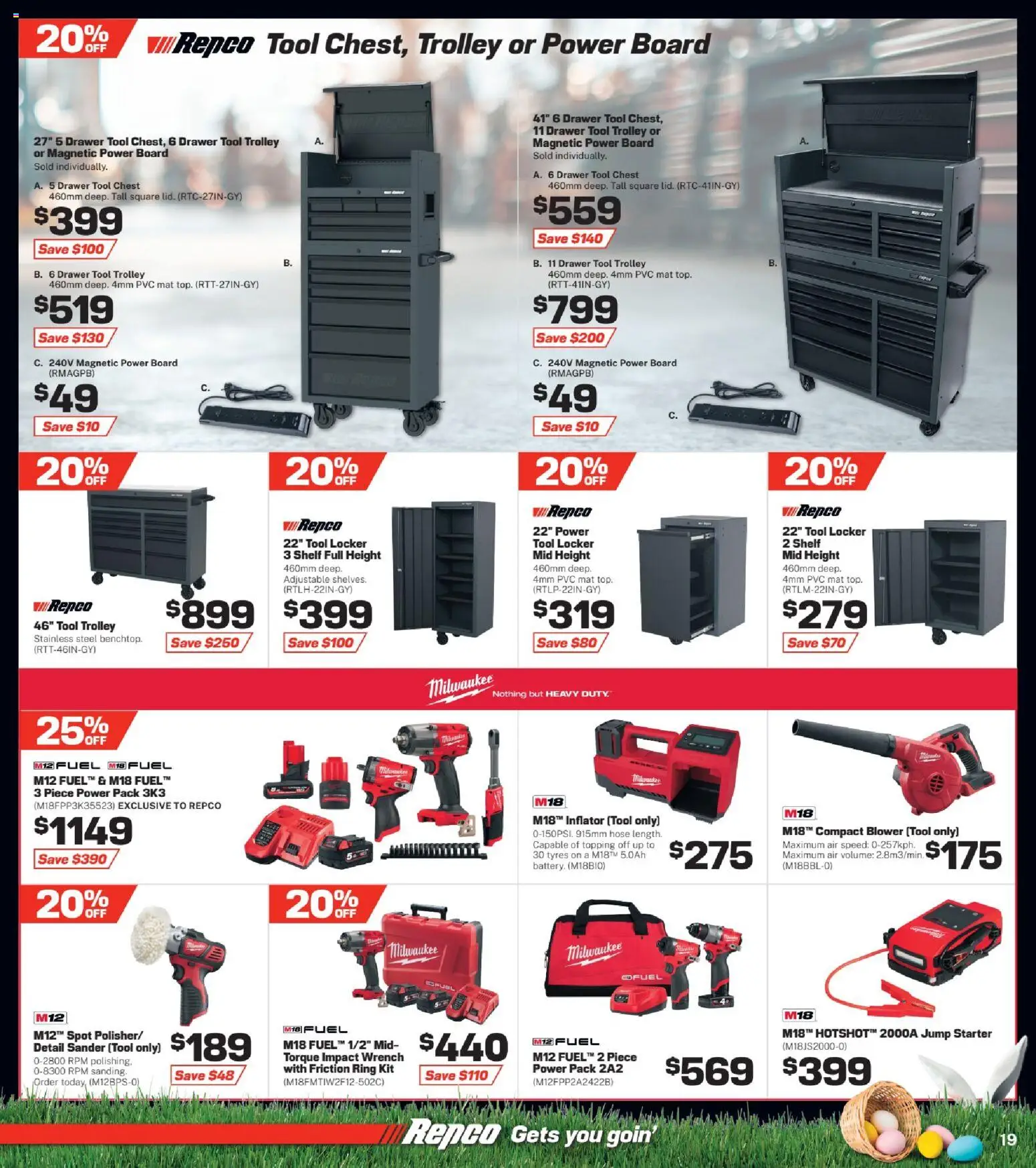 Repco catalogue - valid from 19.03.2026 | Page: 19 | Products: Shelf, Drawer, Trolley, Power board