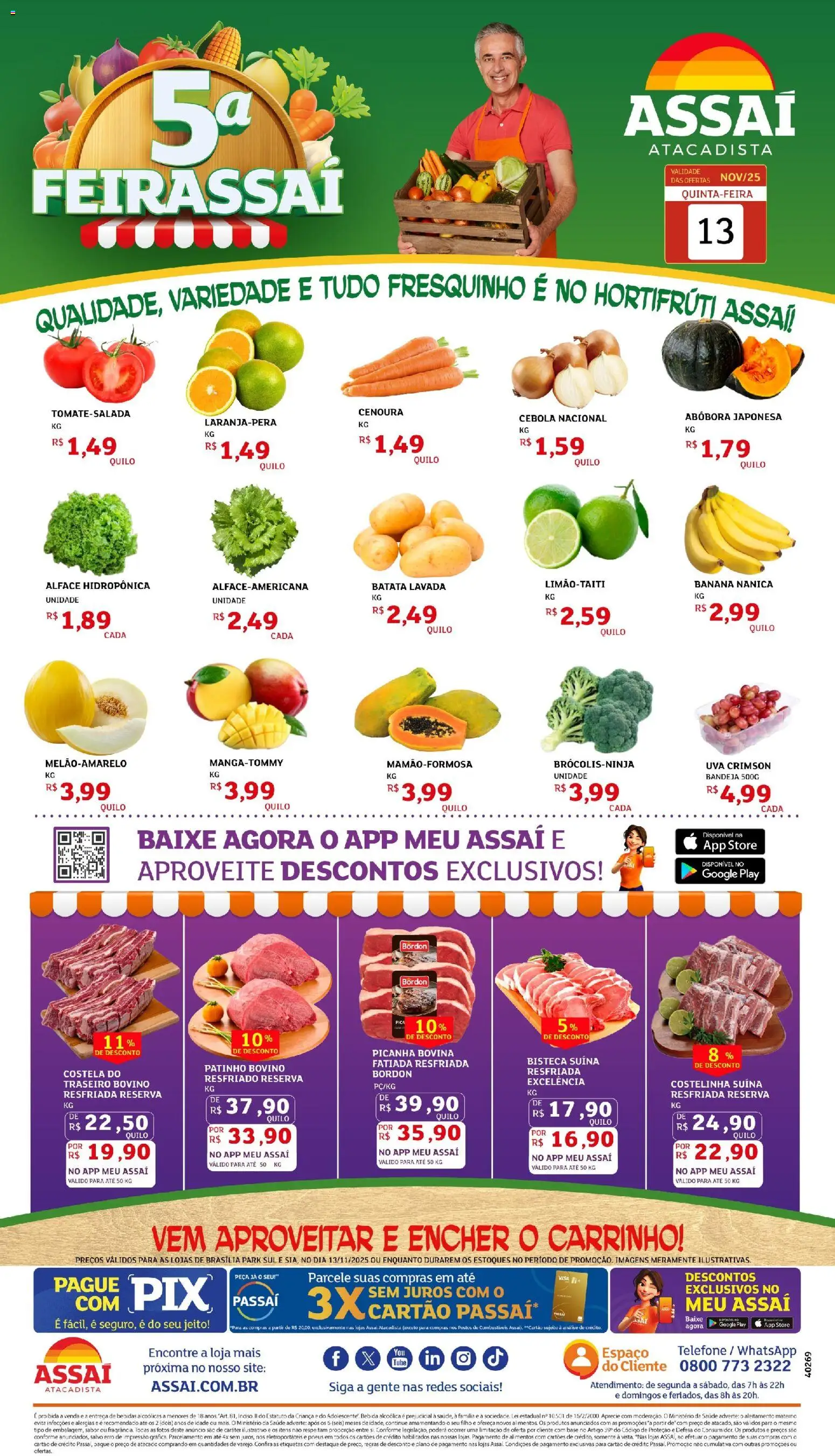 Assaí Atacadista Folheto - válido de 13.11.2025 | Página: 1 | Produtos: Abóbora, Cebola, Picanha, Batata