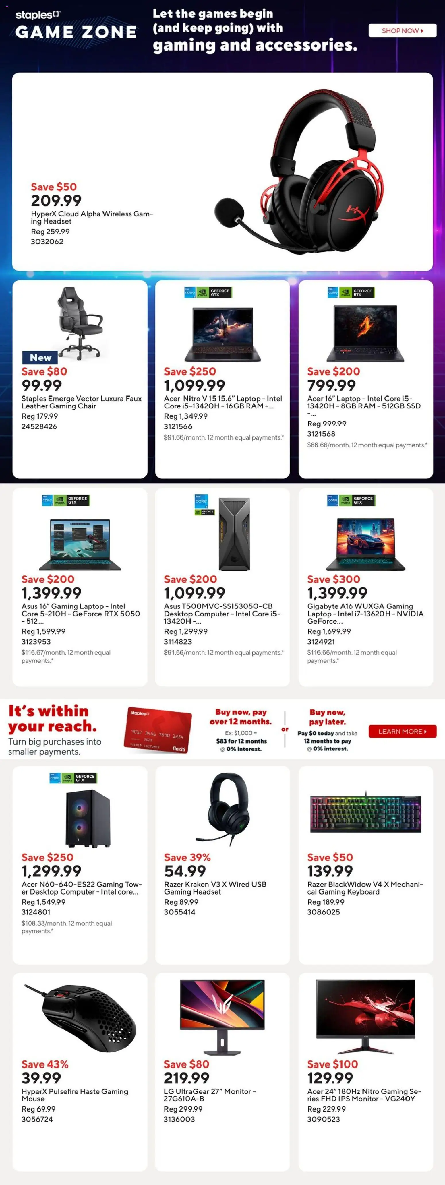 Staples flyer valid from 09.01.2026 | Page: 7 | Products: Monitor, Mouse, Game, Chair