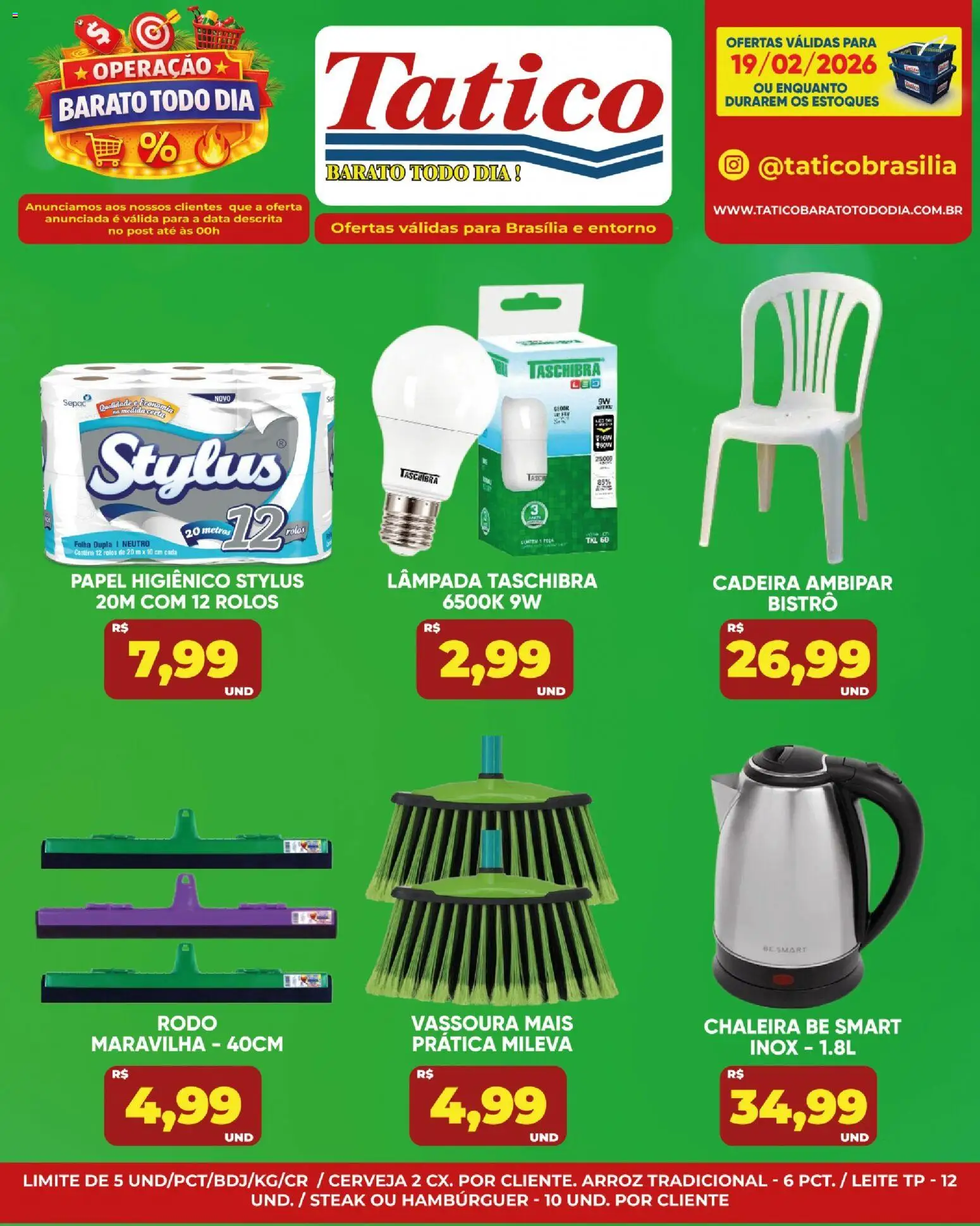 Tatico Folheto - válido de 19.02.2026 | Página: 19 | Produtos: Cerveja, Papel higiênico, Vassoura, Rodo