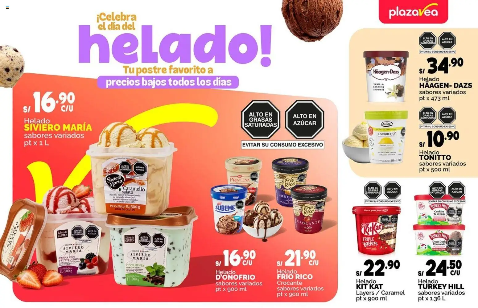 Catálogo Plaza Vea válido desde 10.04.2026 | Página: 1 | Productos: Leche, Chocolate, Helado, Peso