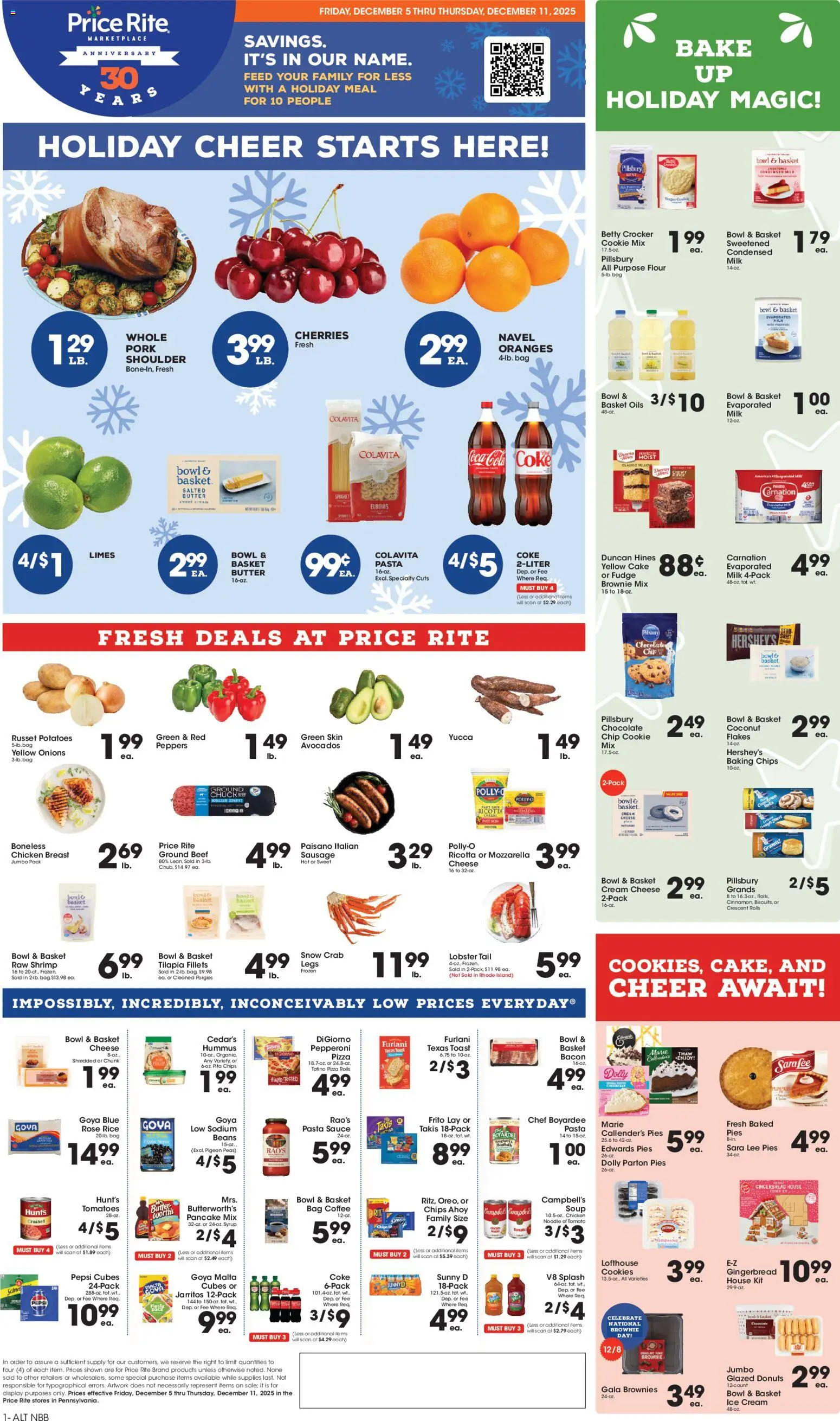 Price Rite Weekly Ad - valid from 05.12.2025 | Page: 1 | Products: Basket, Pork, Pasta, Bag