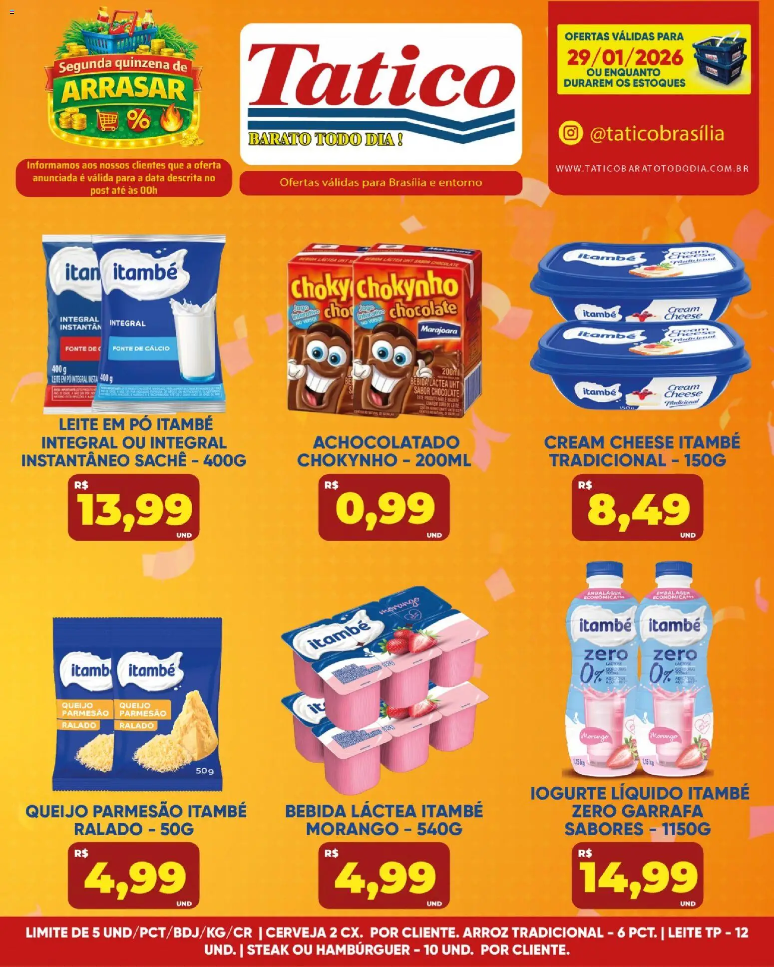 Tatico Folheto - válido de 29.01.2026 | Página: 7 | Produtos: Leite, Queijo, Iogurte, Queijo parmesão