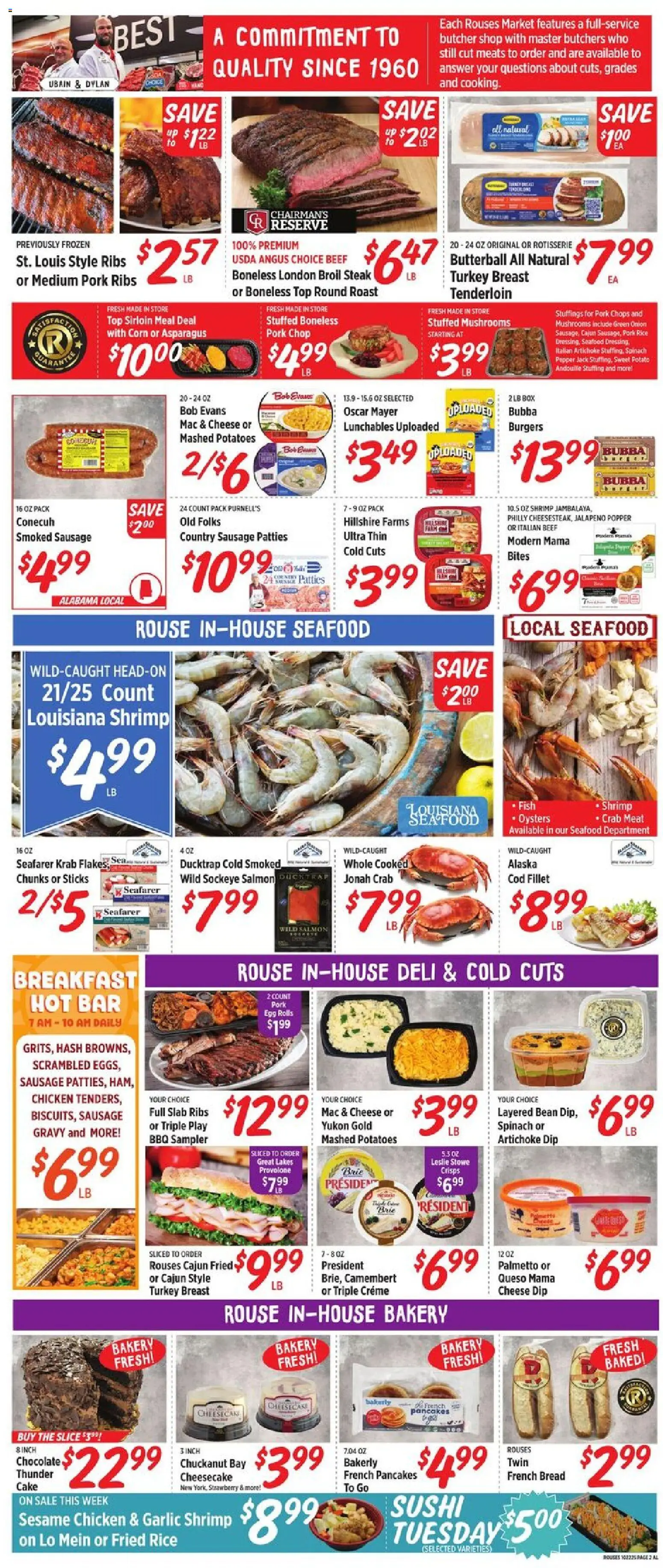 Rouses Weekly Ad - AL - valid from 22.10.2025 | Page: 4 | Products: Spinach, Box, Cheese, Seafood