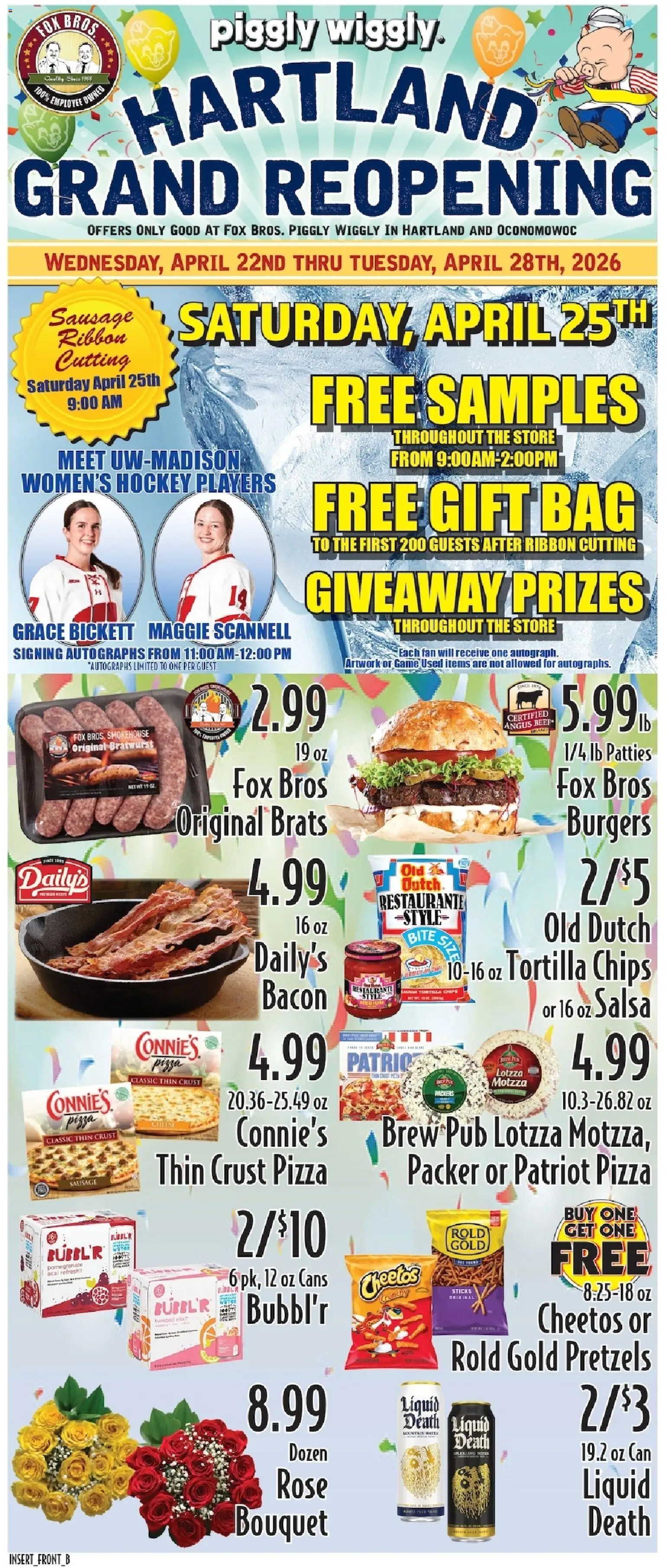 Piggly Wiggly Weekly Ad - valid from 22.04.2026 | Page: 1 | Products: Pizza, Chips, Bag, Fan