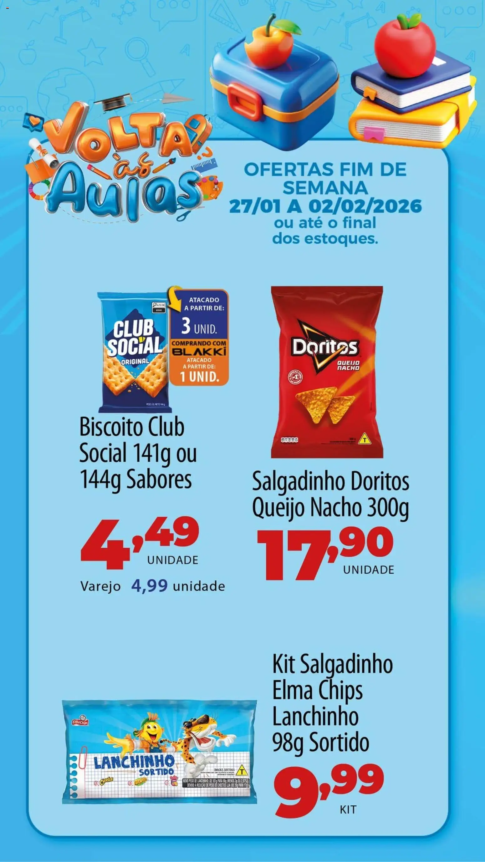 Akki Atacadista Folheto - válido de 27.01.2026 | Página: 3 | Produtos: Biscoito, Elma Chips, Queijo, Cheetos