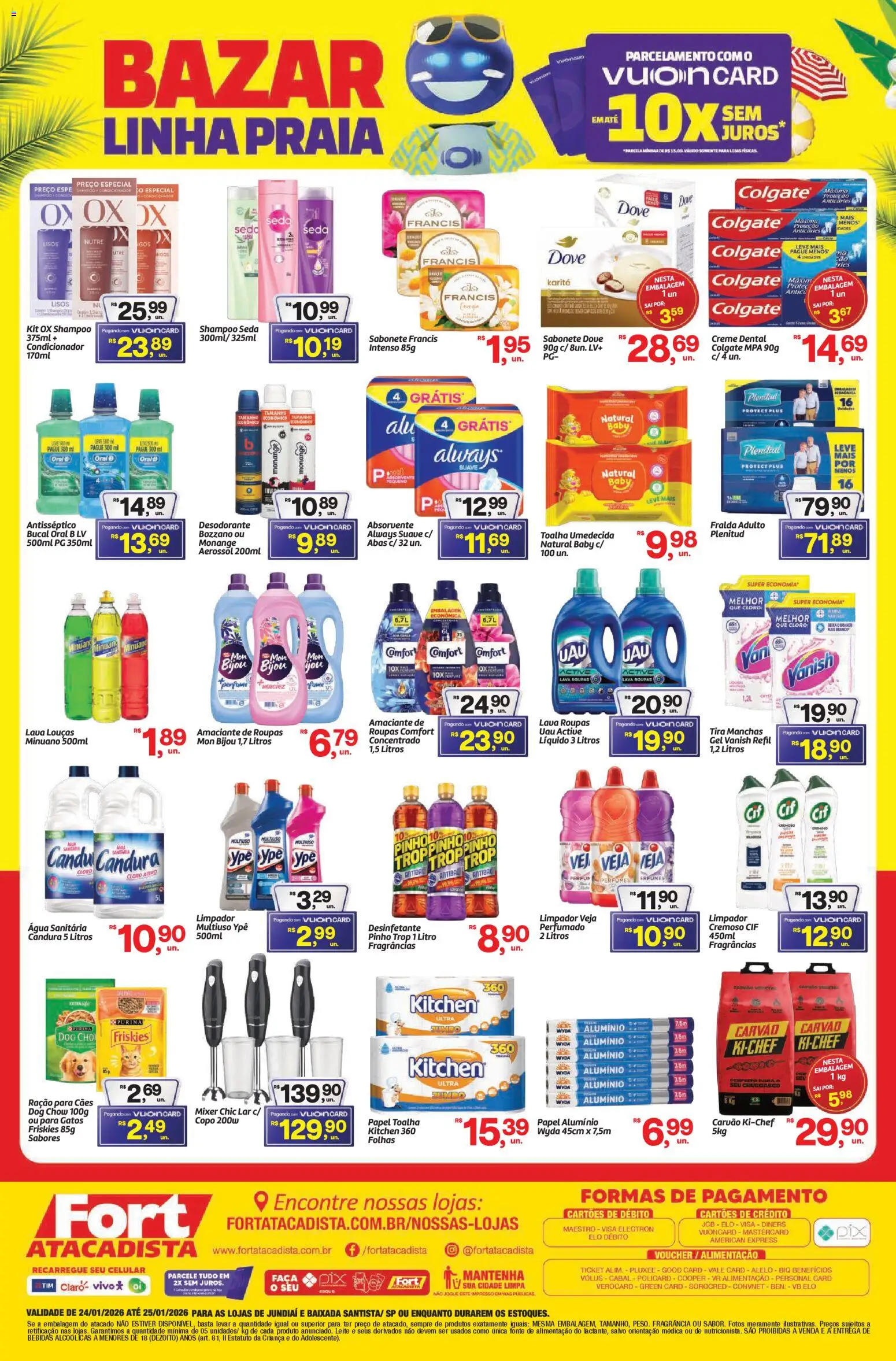 Fort Atacadista Folheto - válido de 24.01.2026 | Página: 4 | Produtos: Faca, Creme dental, Absorvente, Água sanitária