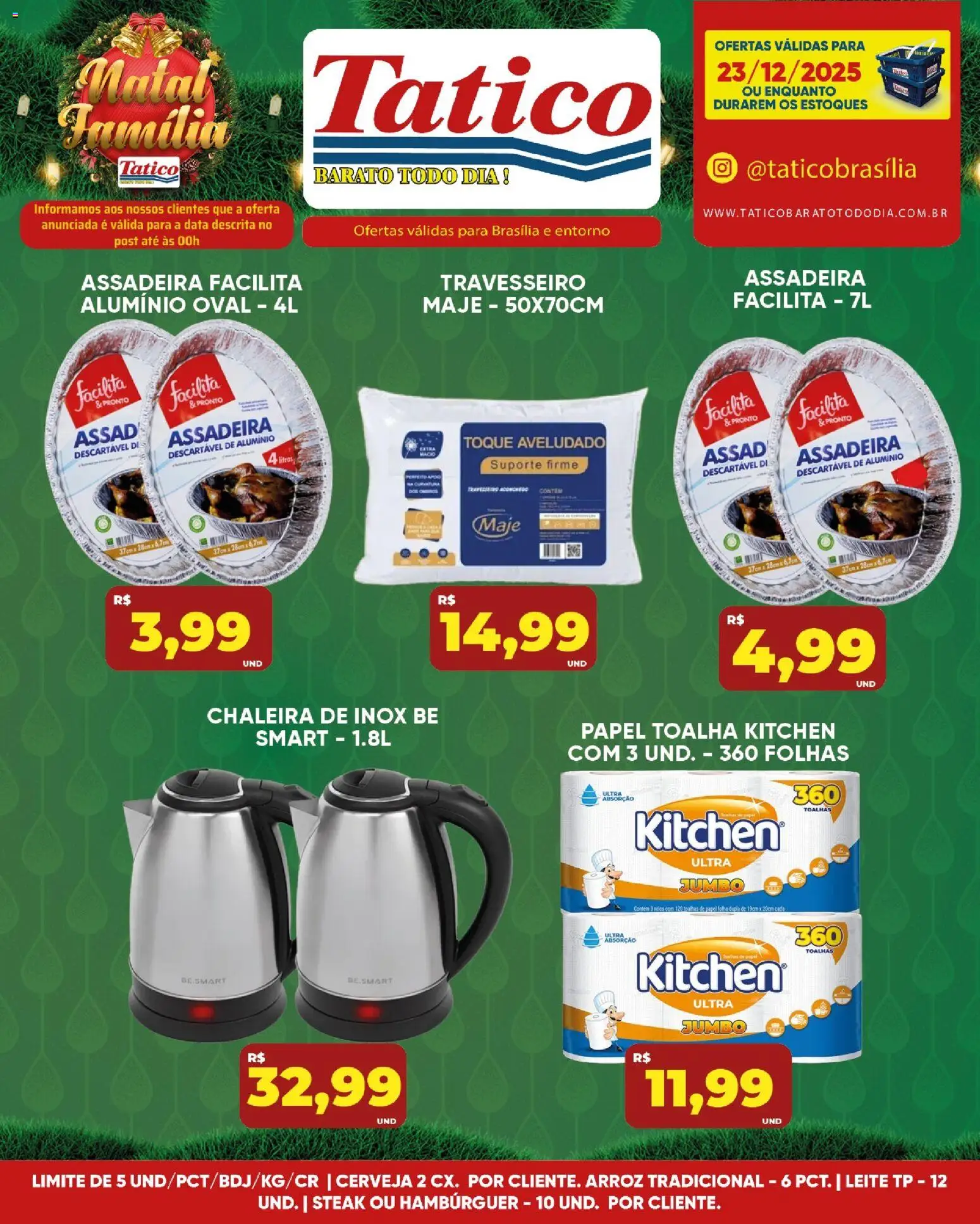 Tatico Folheto - válido de 23.12.2025 | Página: 2 | Produtos: Travesseiro, Cerveja, Arroz, Hambúrguer