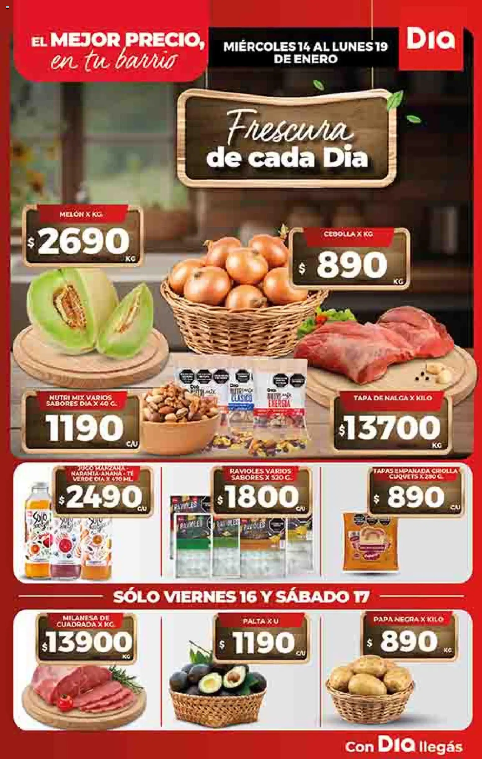 Supermercado DIA Ofertas │ válido desde el 14.01.2026 | Página: 5 | Productos: Cebolla, Melón, Palta, Ravioles