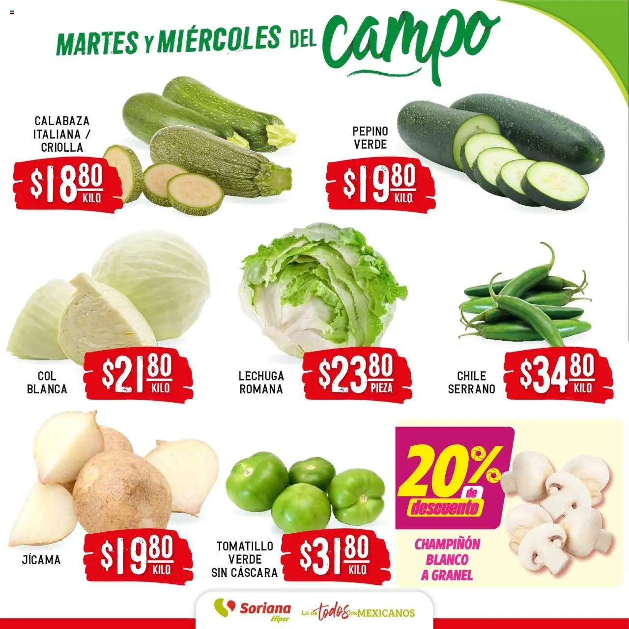 Nuevas ofertas de Soriana válidas en toda la República Mexicana desde el 29.07.2025. ¡Encuentra las mejores ofertas en Soriana - Martes y Miércoles del Campo Híper: Tijuana, Mexicali, Ensenada, San Luis Río Colorado y Tecate! | Página: 4 | Productos: Lechuga